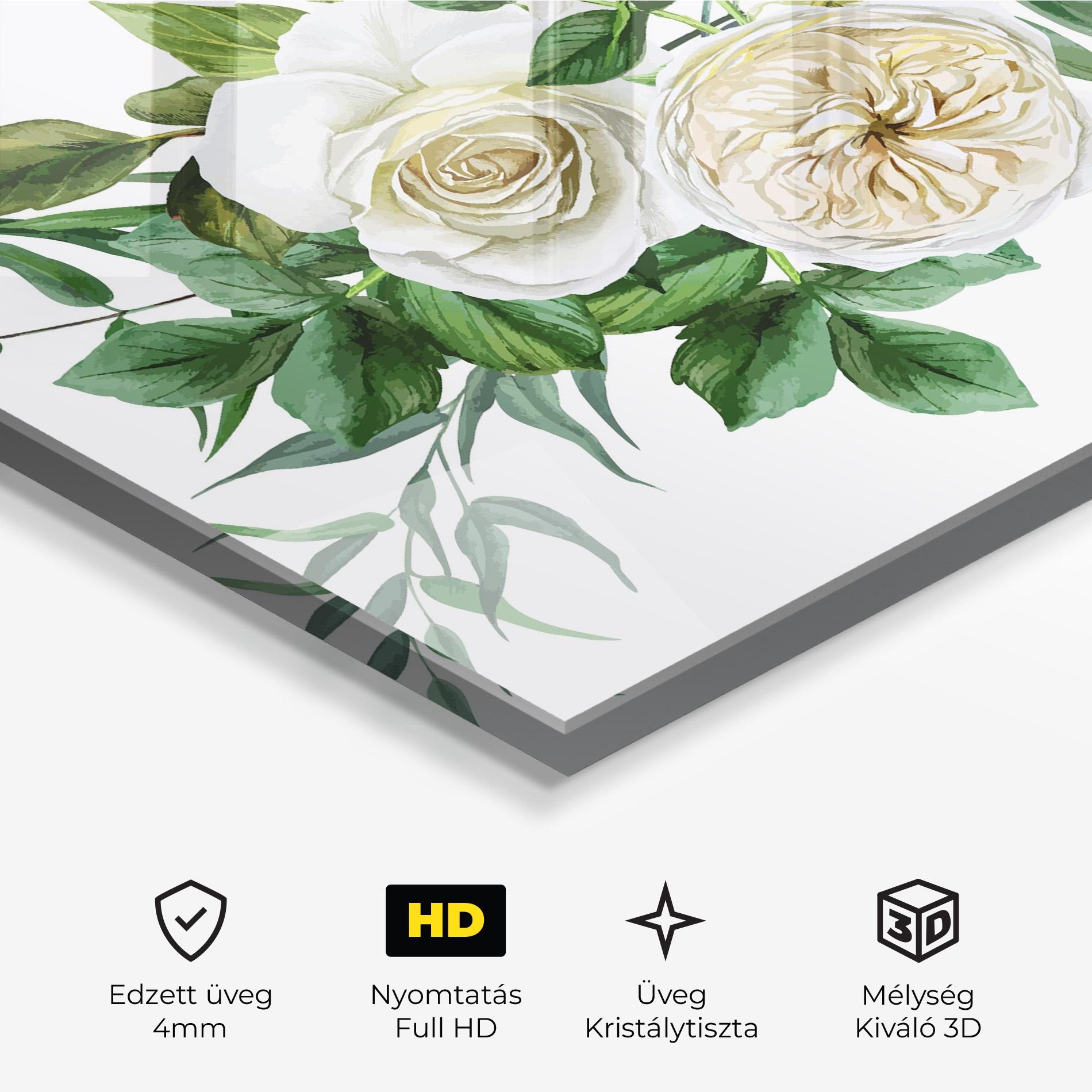 Üvegkép White Cream Rose mockup 3