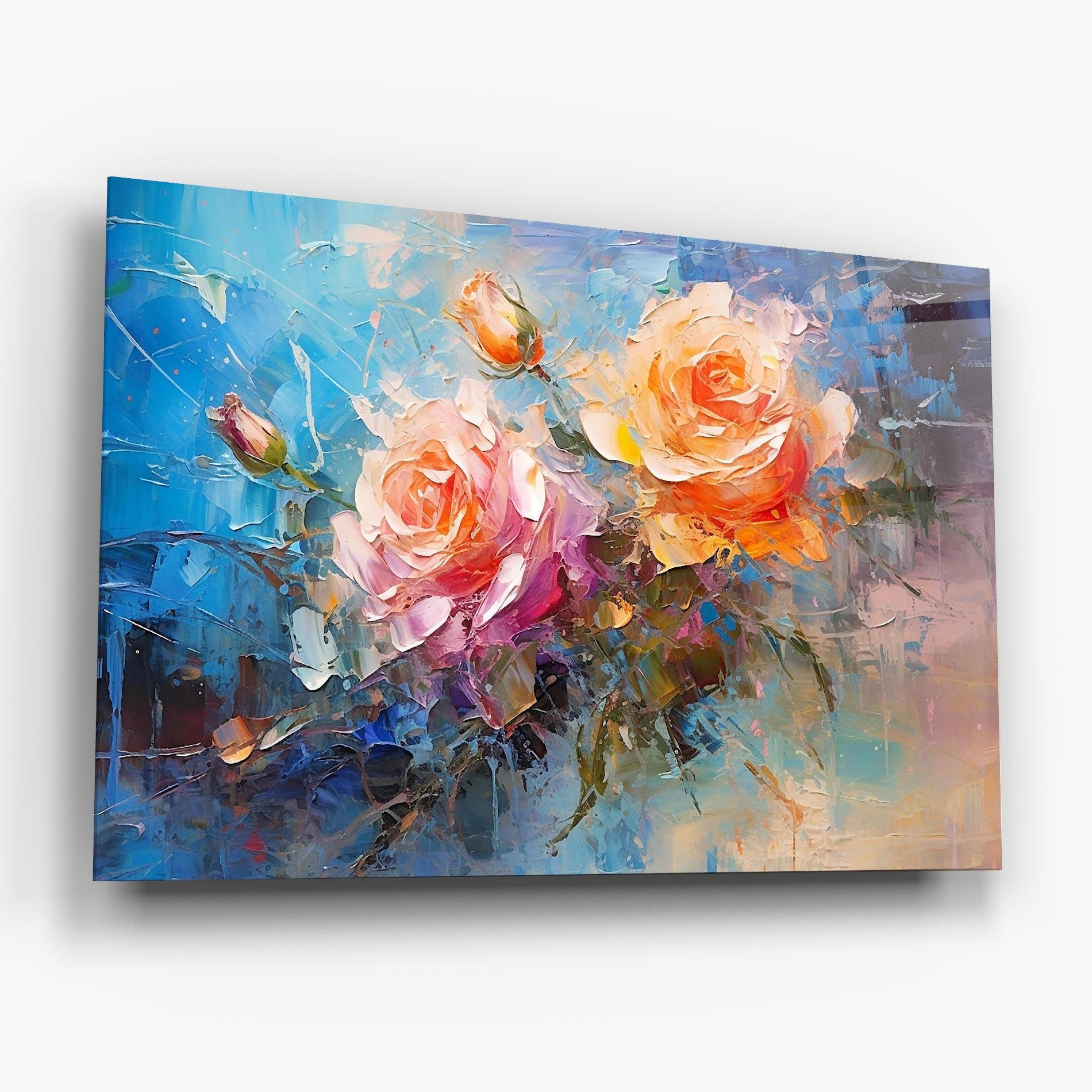 Üvegkép Light Orange Rose Painting mockup 6