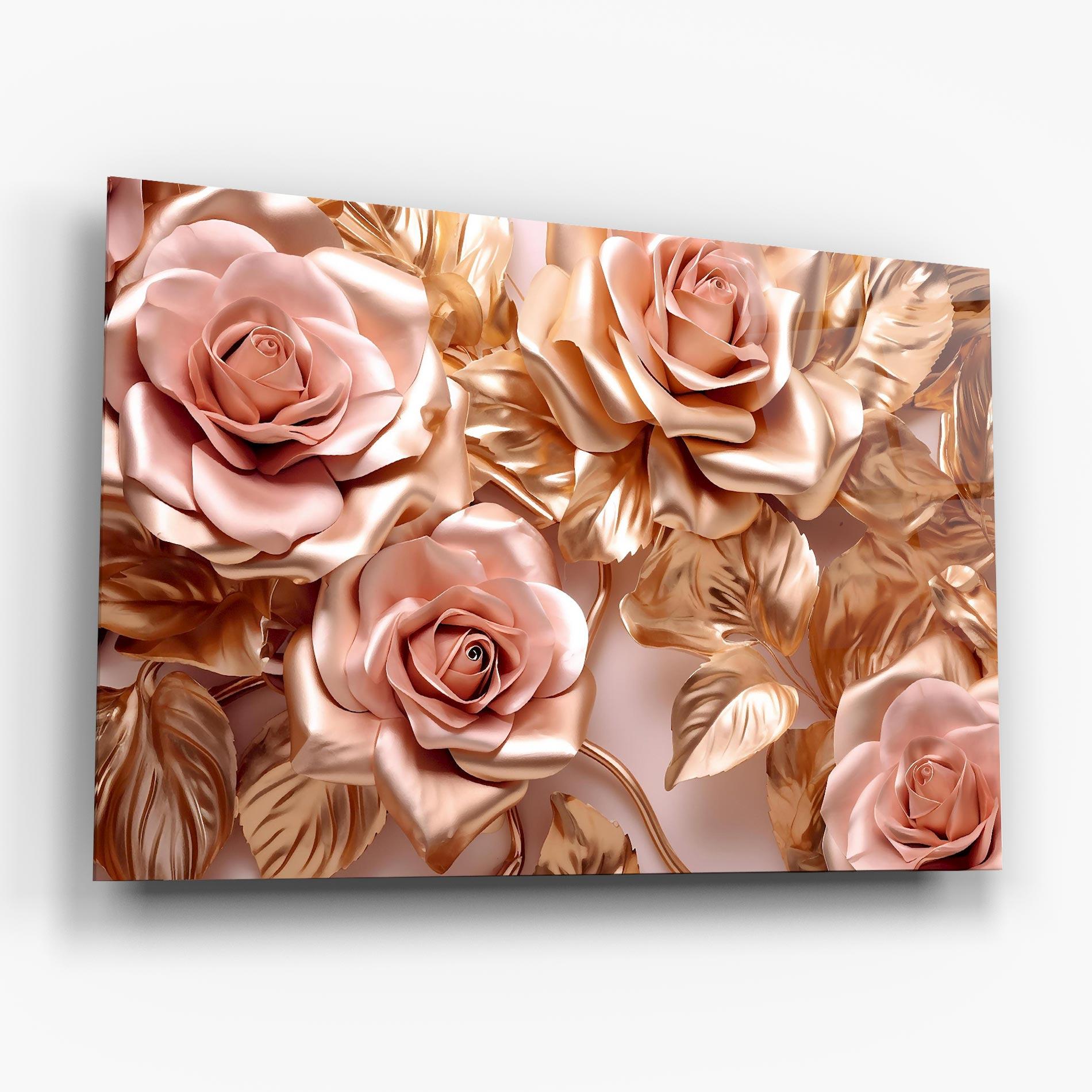 Üvegkép Pink Golden Roses mockup 6