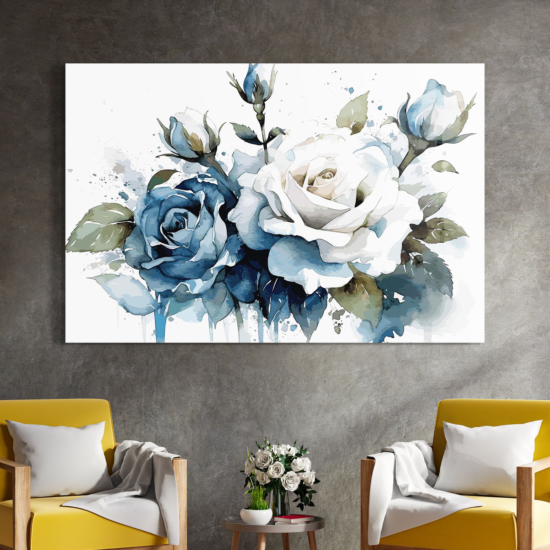Blue White Roses mockup 4