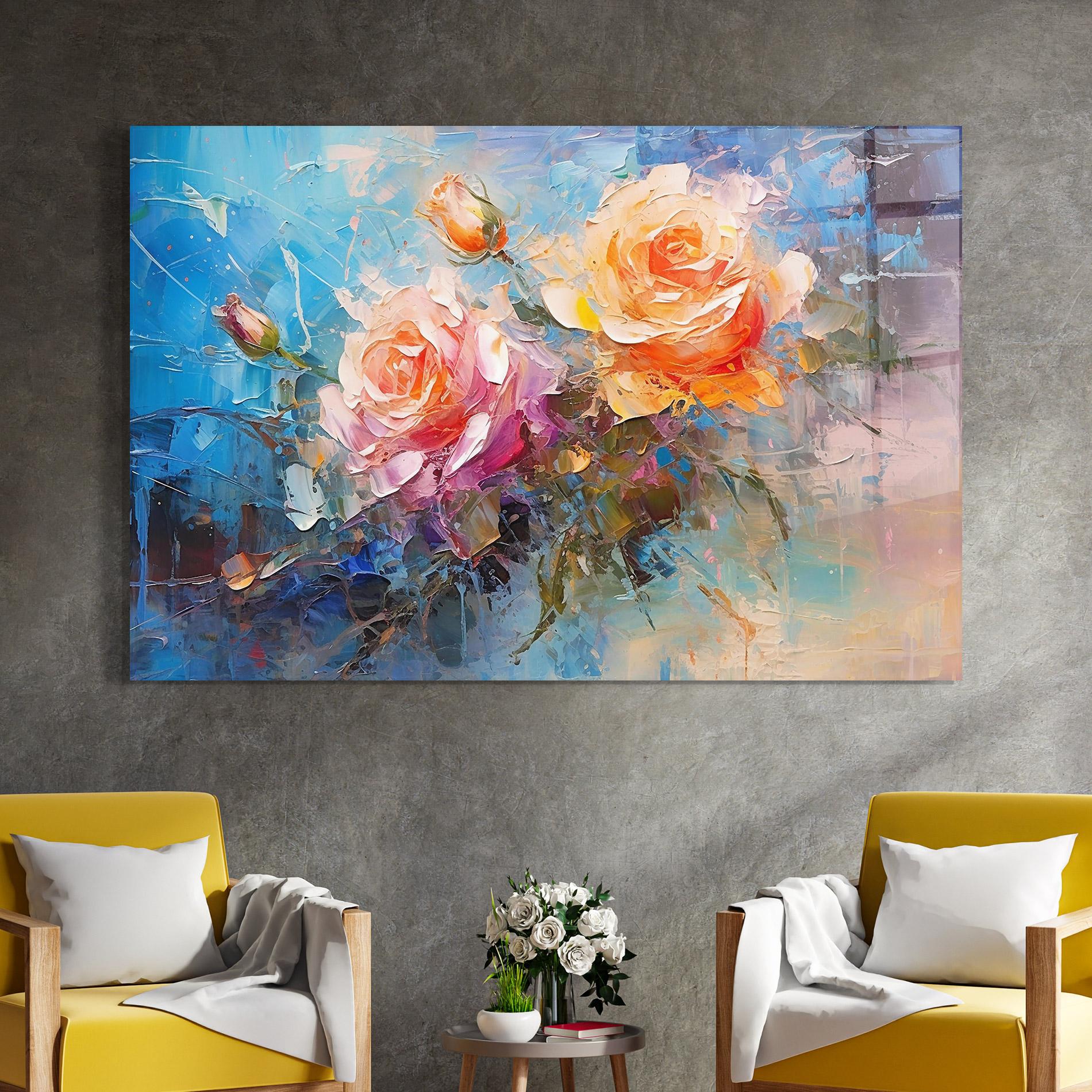 Üvegkép Light Orange Rose Painting mockup 4