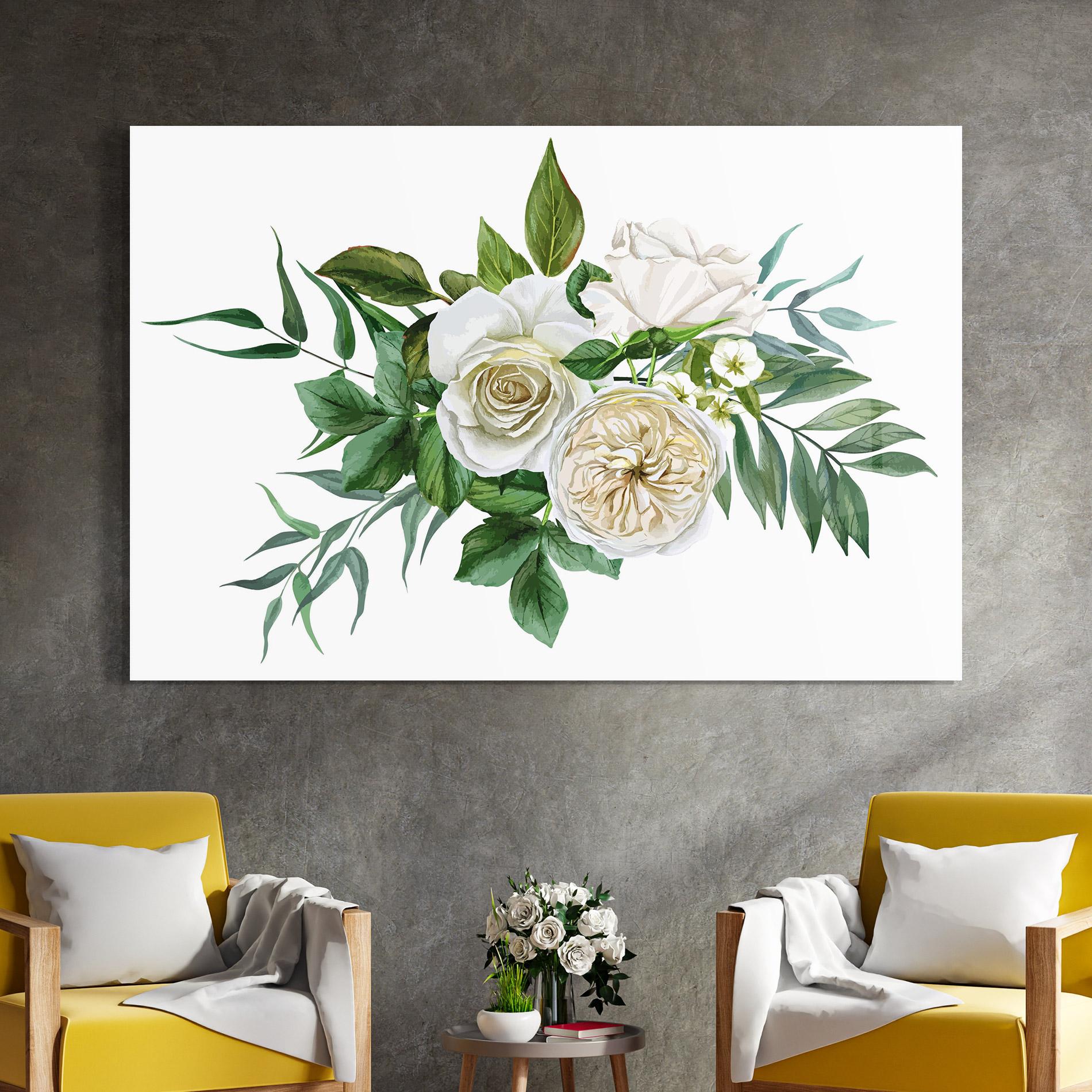 Üvegkép White Cream Rose mockup 4