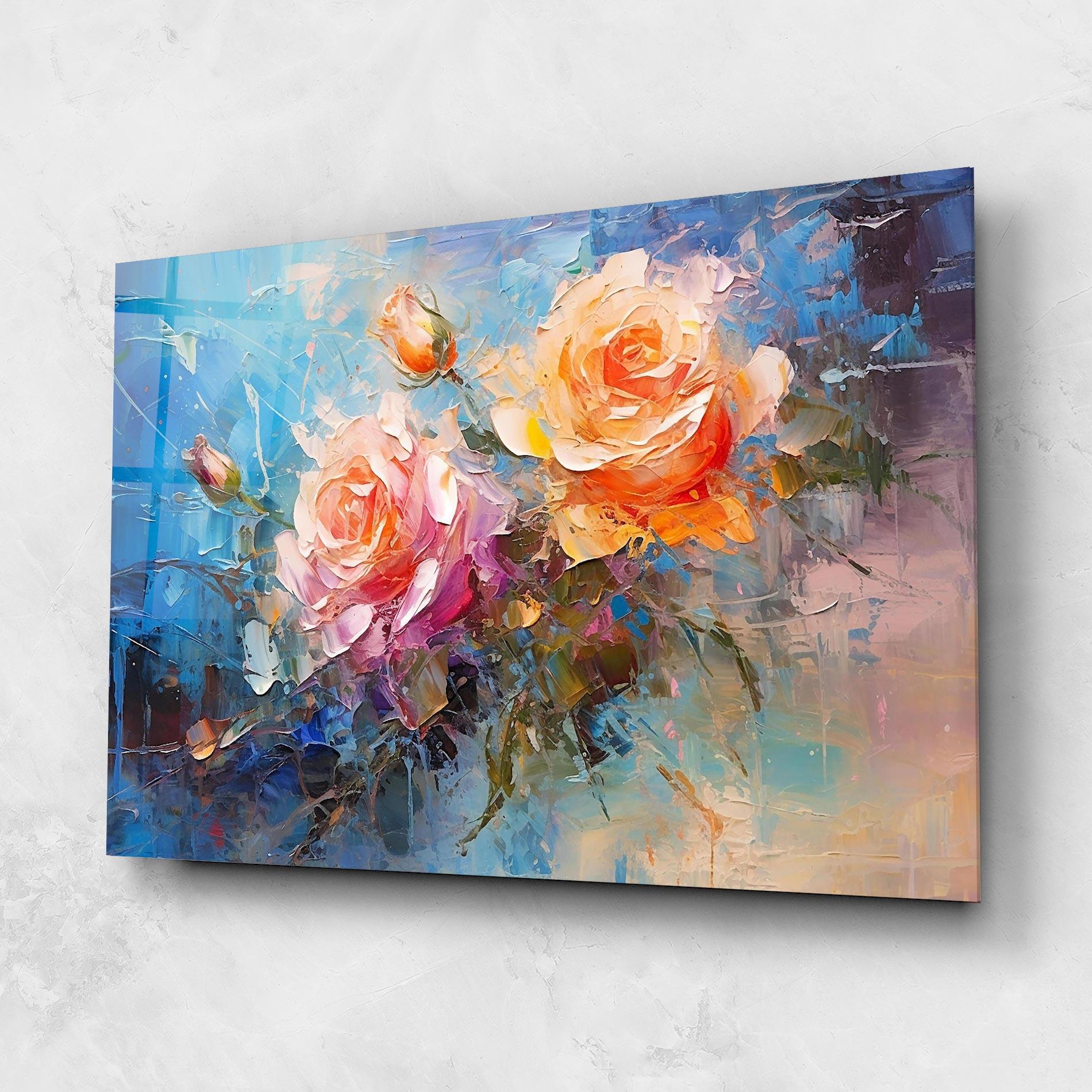 Üvegkép Light Orange Rose Painting mockup 1