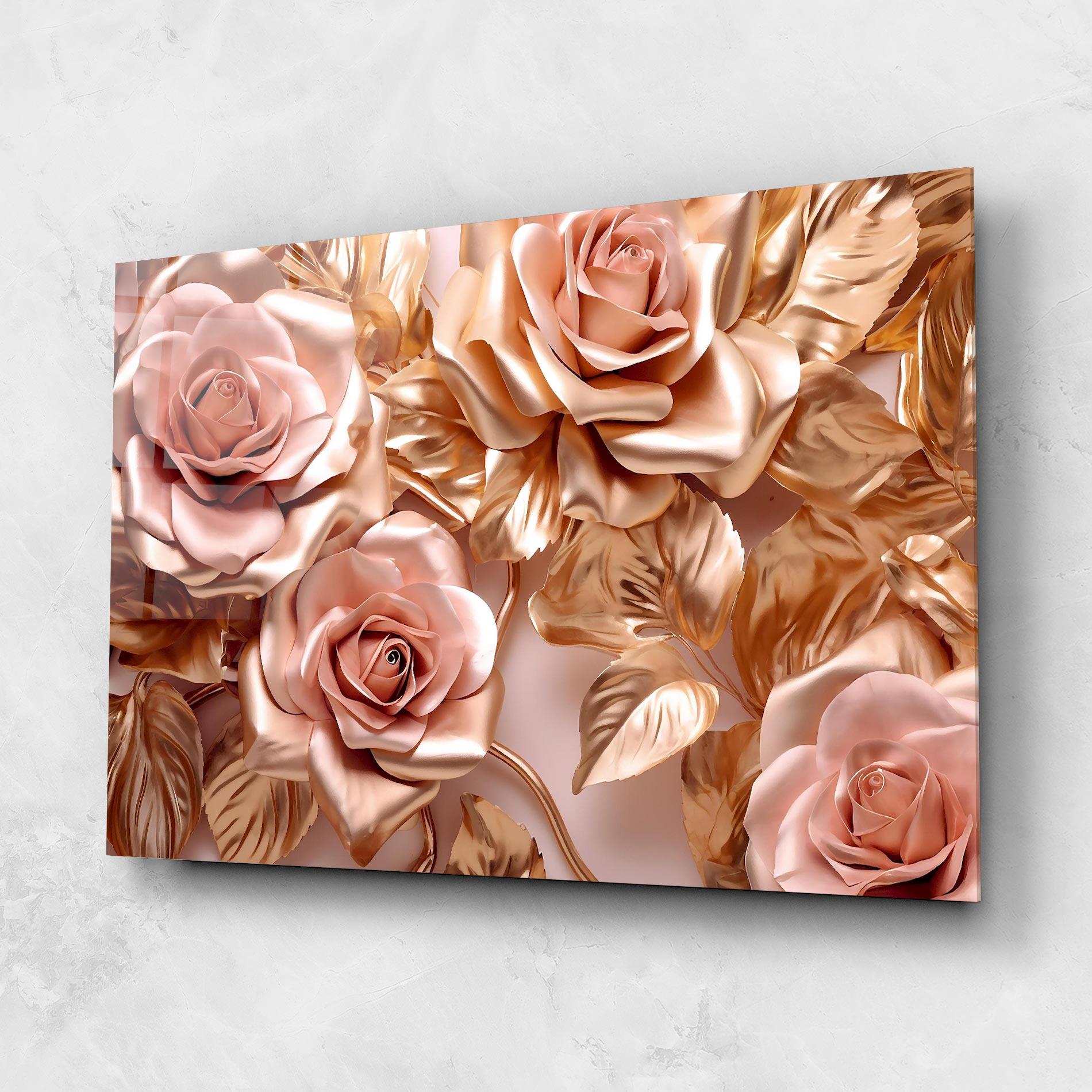 Üvegkép Pink Golden Roses mockup 1