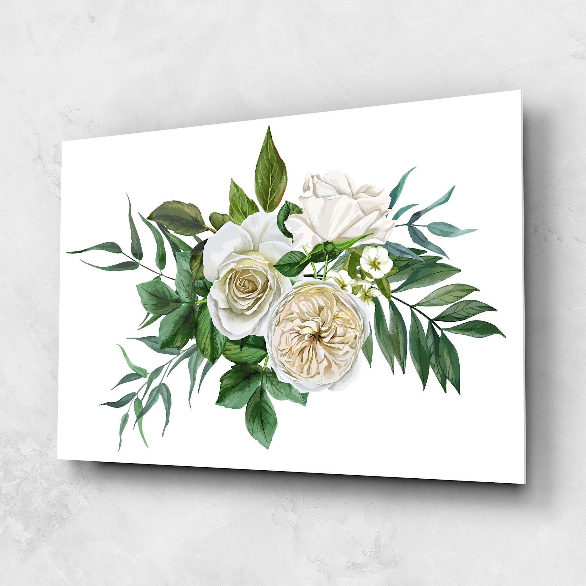 Üvegkép White Cream Rose mockup 1
