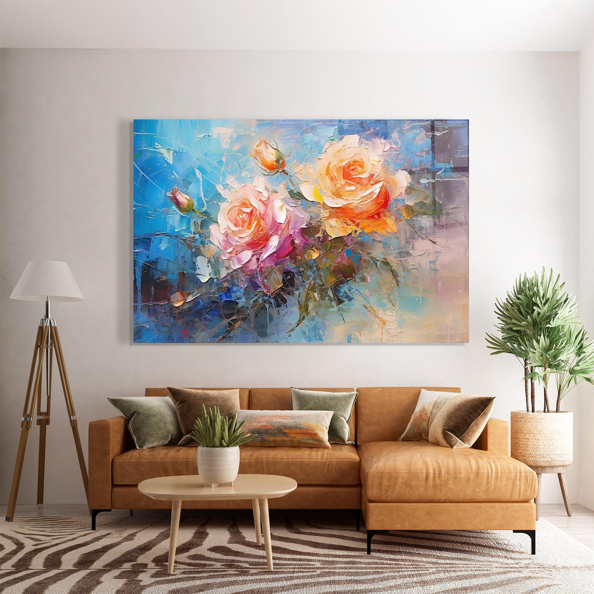 Üvegkép Light Orange Rose Painting mockup 7