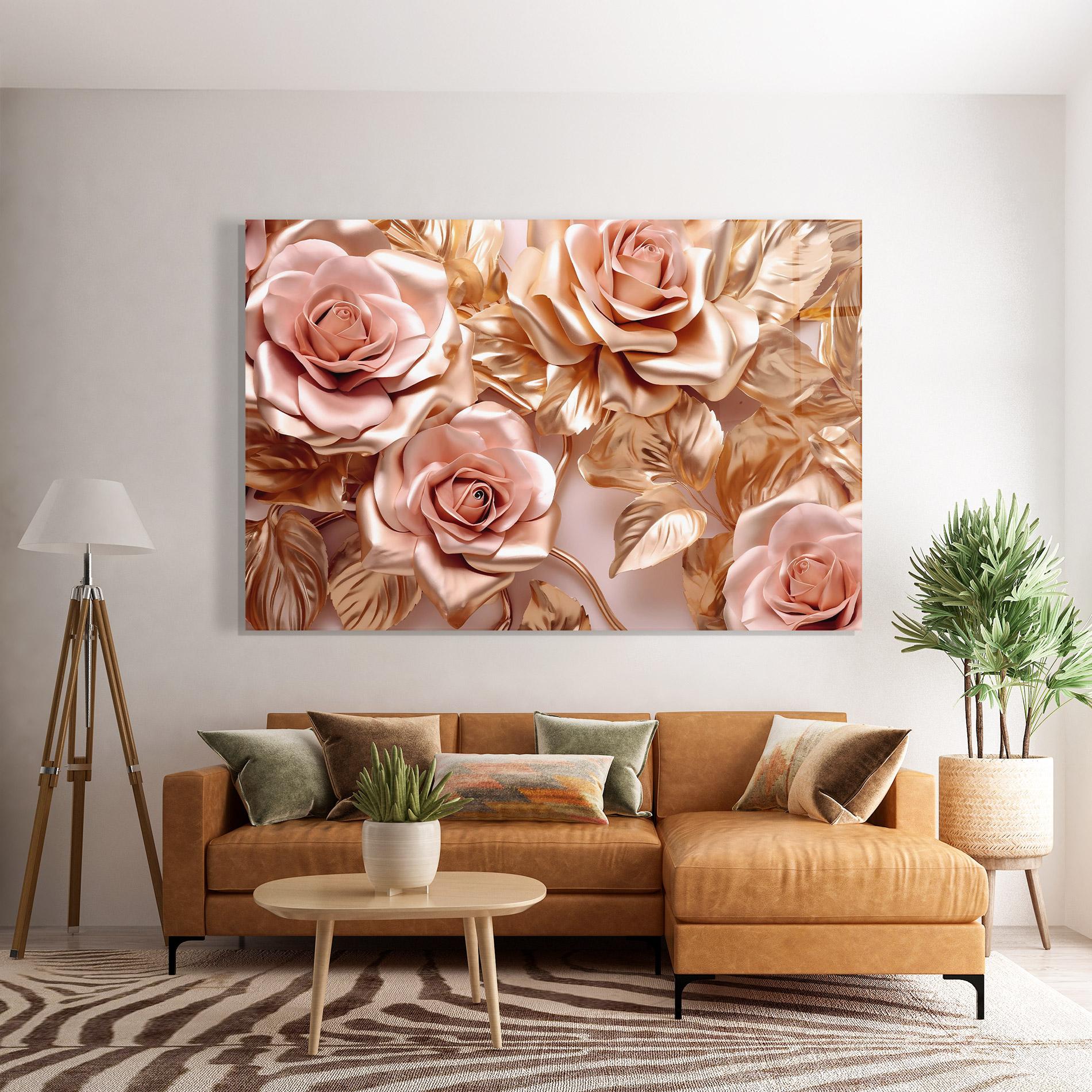 Üvegkép Pink Golden Roses mockup 7