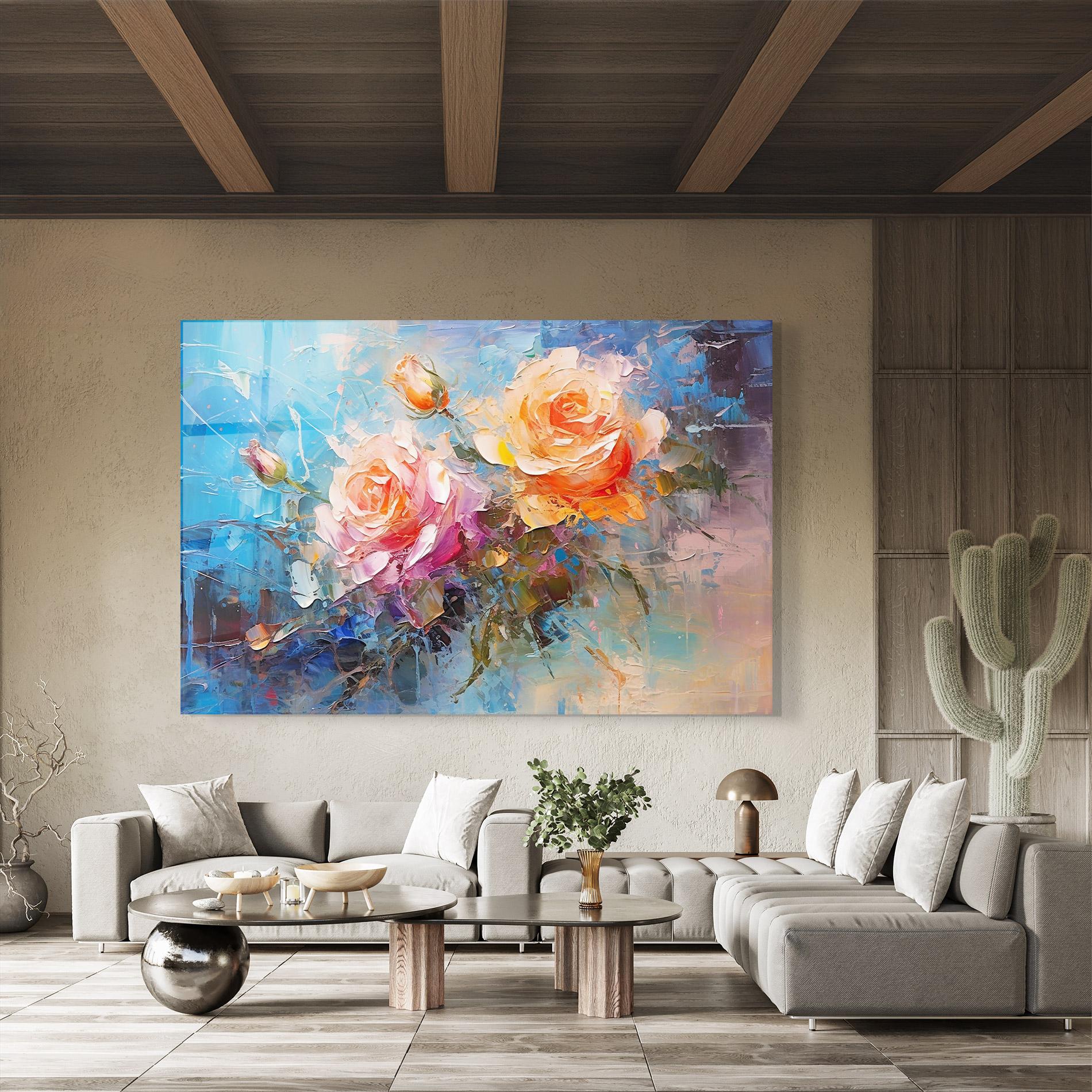 Üvegkép Light Orange Rose Painting mockup 8