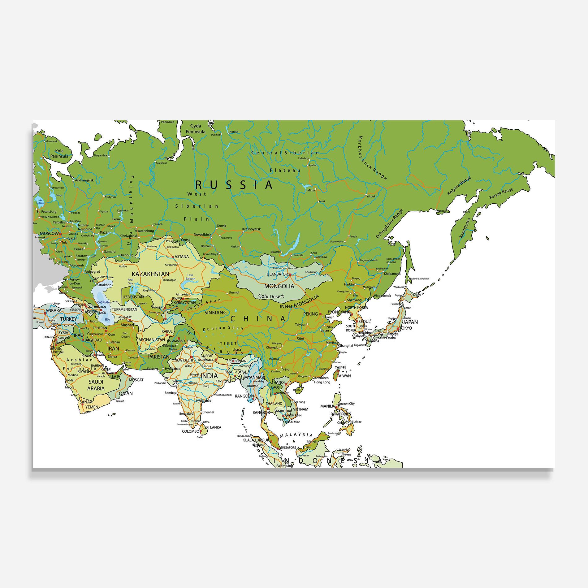 Üvegkép Asia Green Map mockup 0