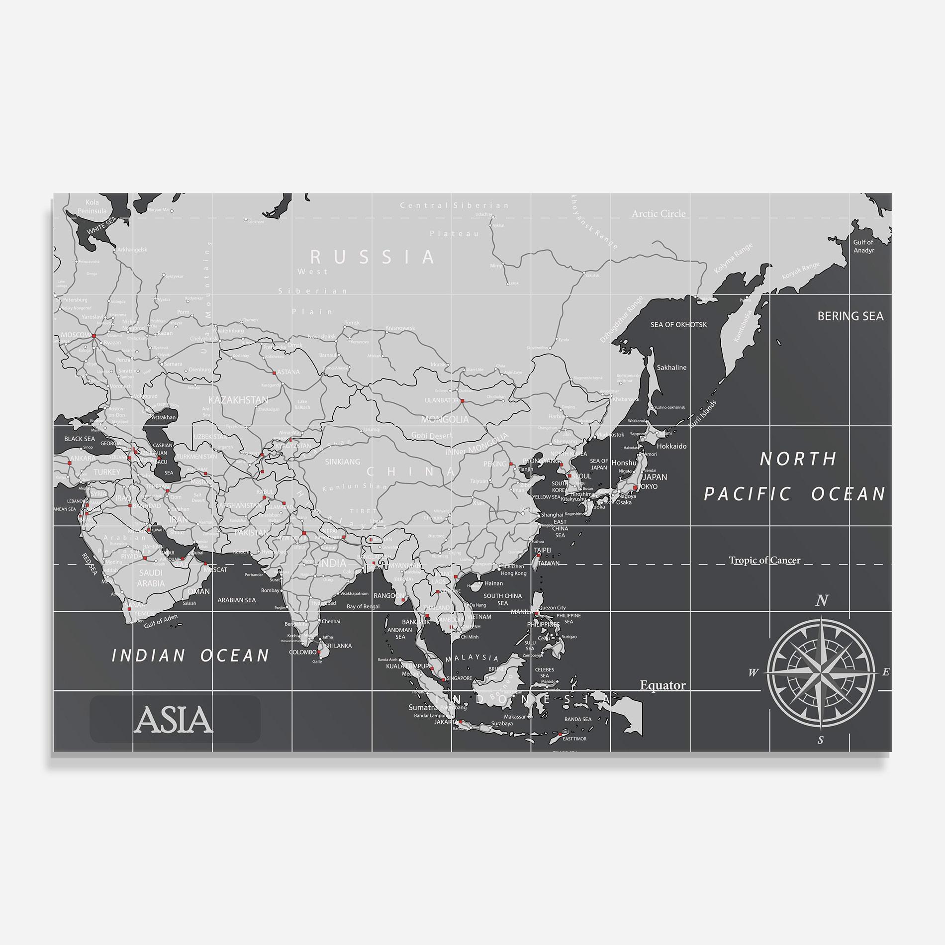 Üvegkép Asia Minimal Map mockup 0