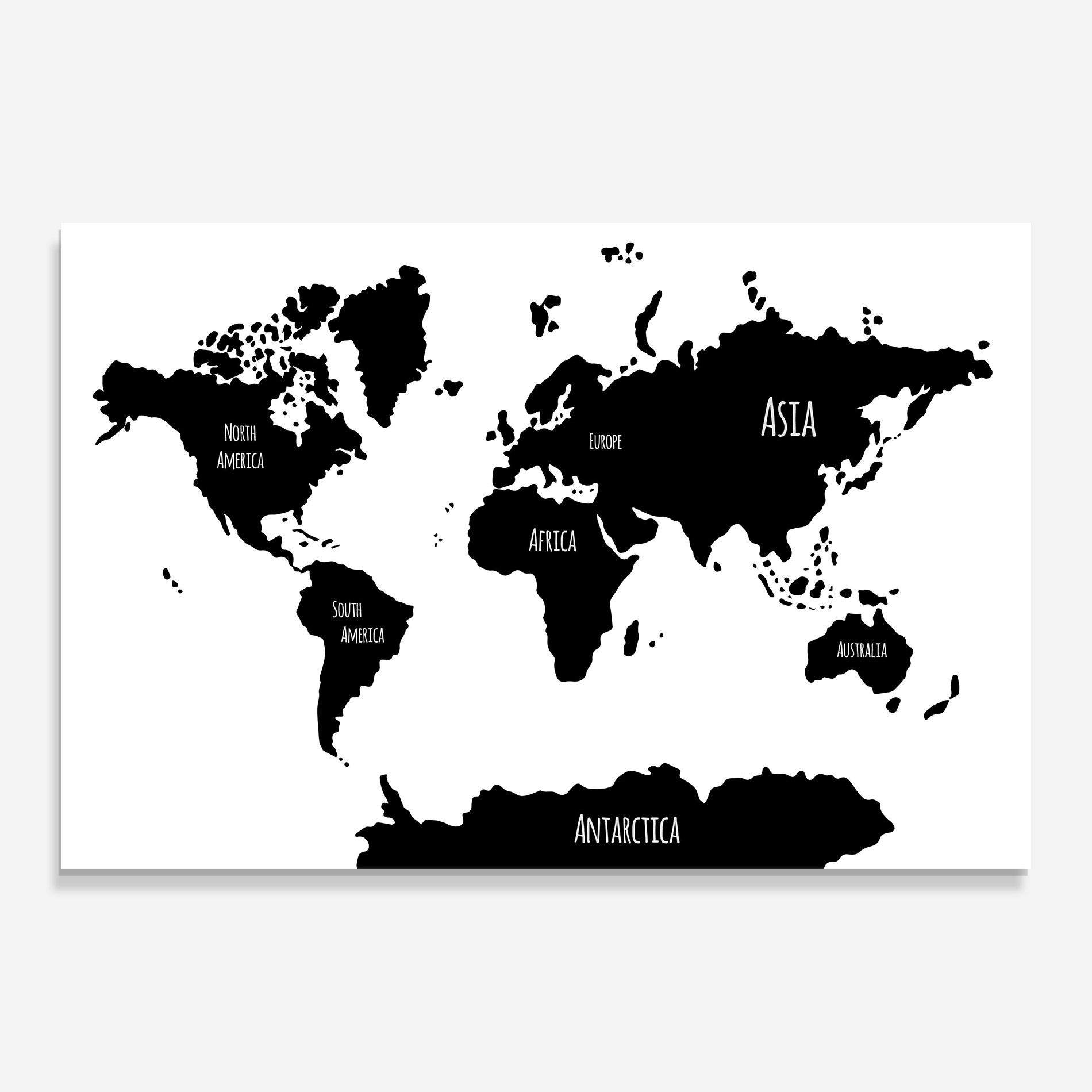 Üvegkép Black Map World mockup 0