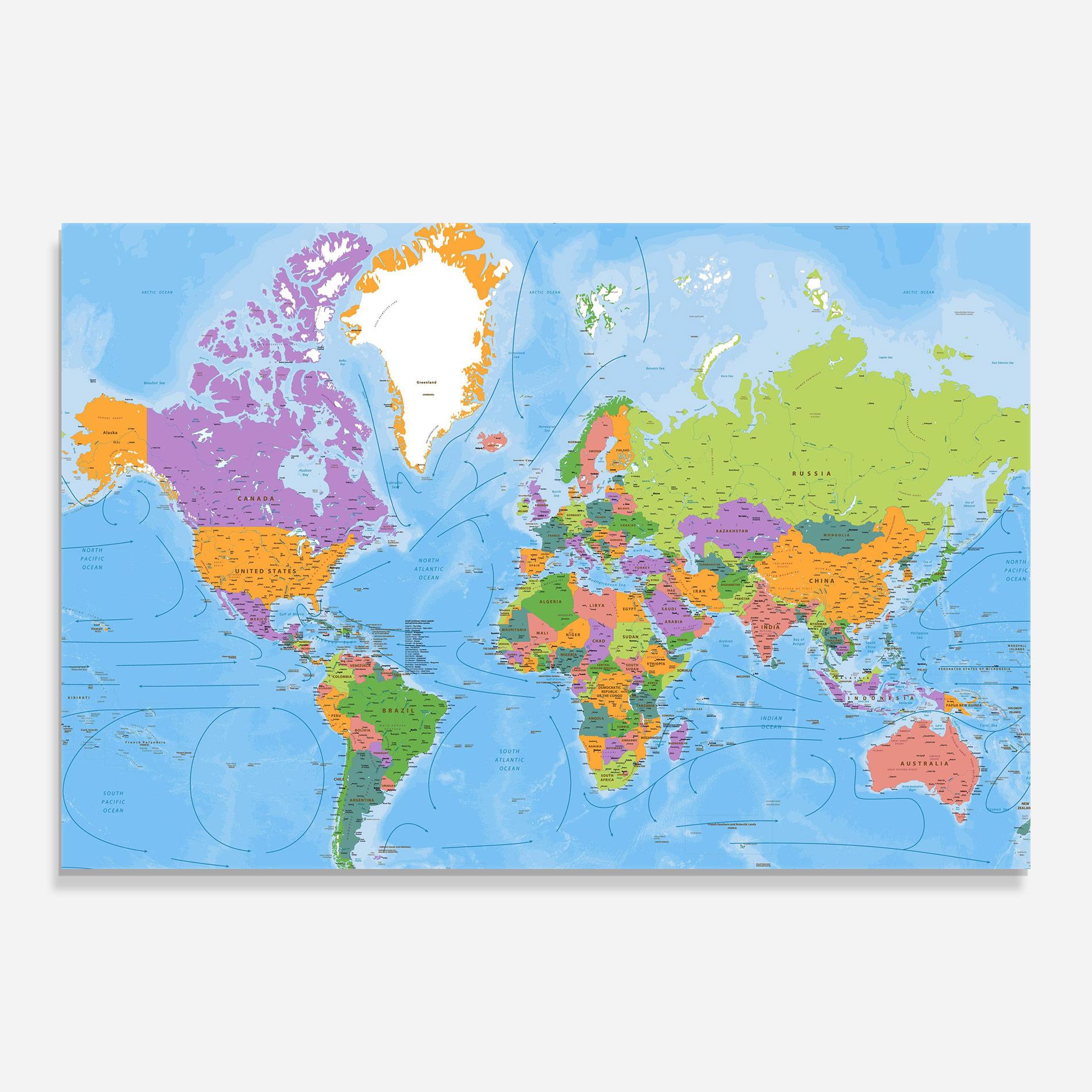 Üvegkép Color World Map mockup 0