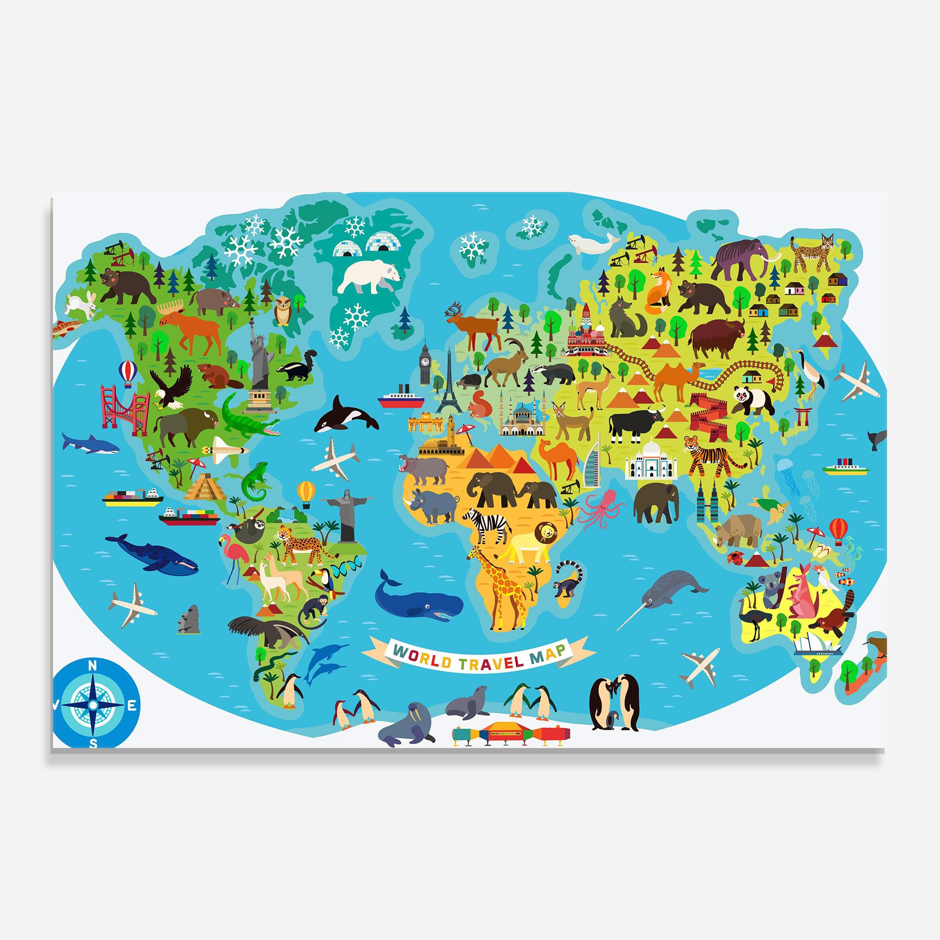 Üvegkép Kids Travel Map mockup 0