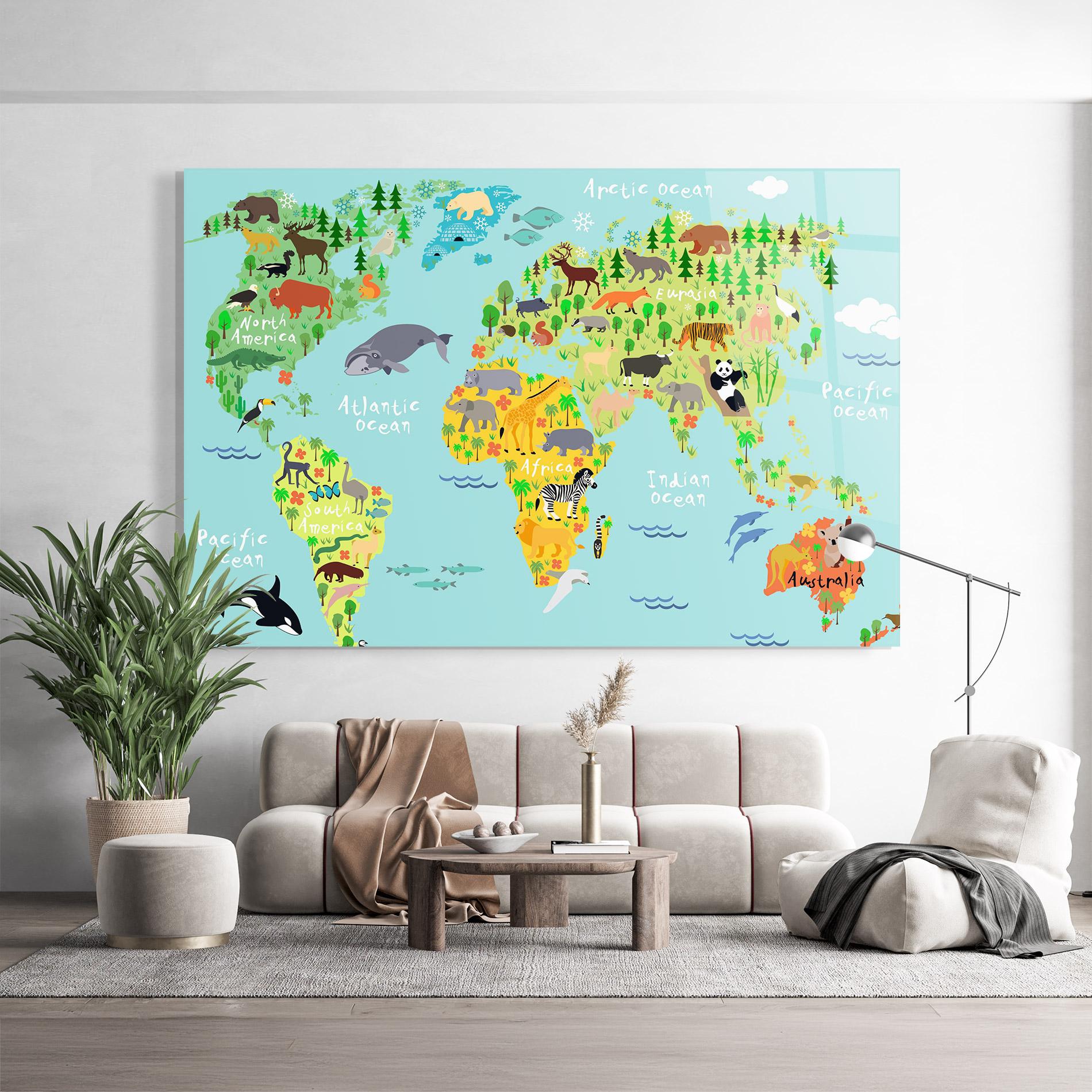 Üvegkép Animal World Map mockup 9