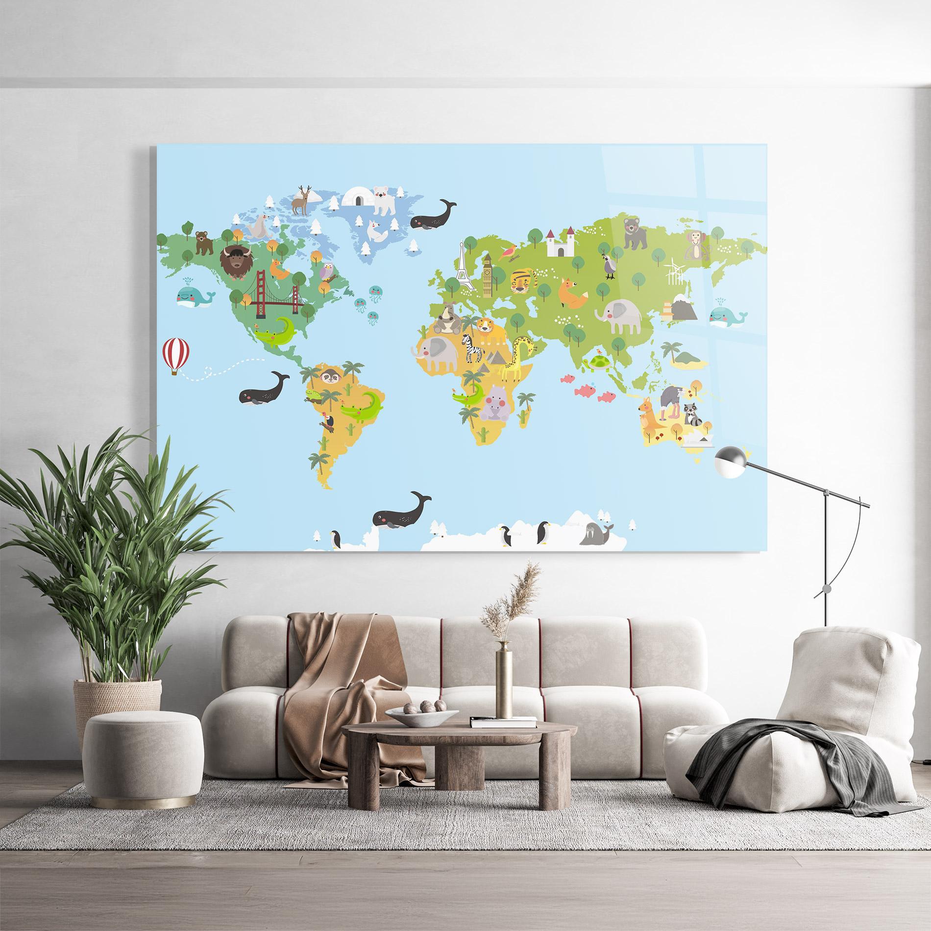 Üvegkép Animals Cute Map mockup 9