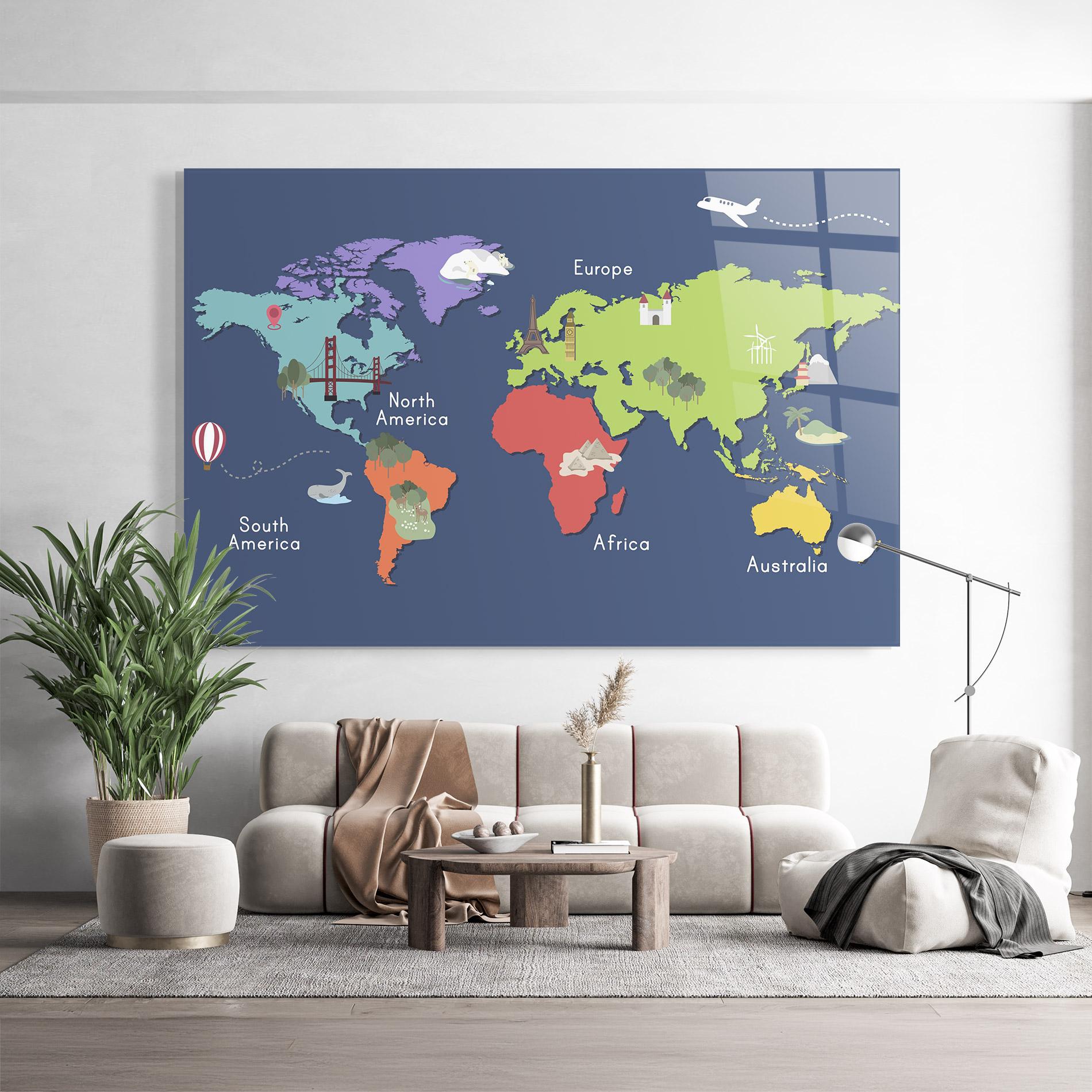 Üvegkép Blue Map World mockup 9