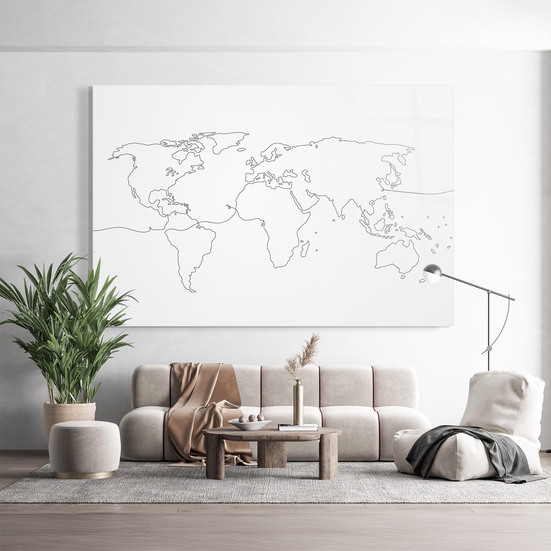 Üvegkép Continuous Line Map mockup 9