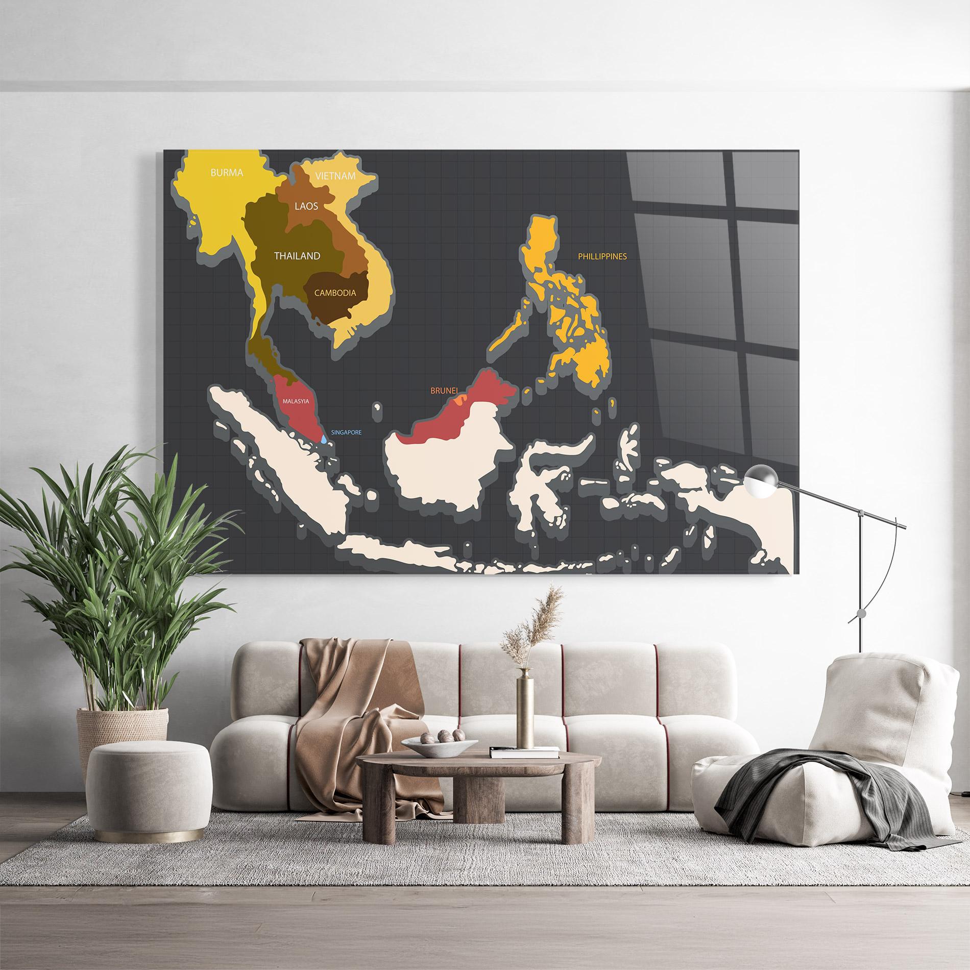 Üvegkép Cream Map mockup 9