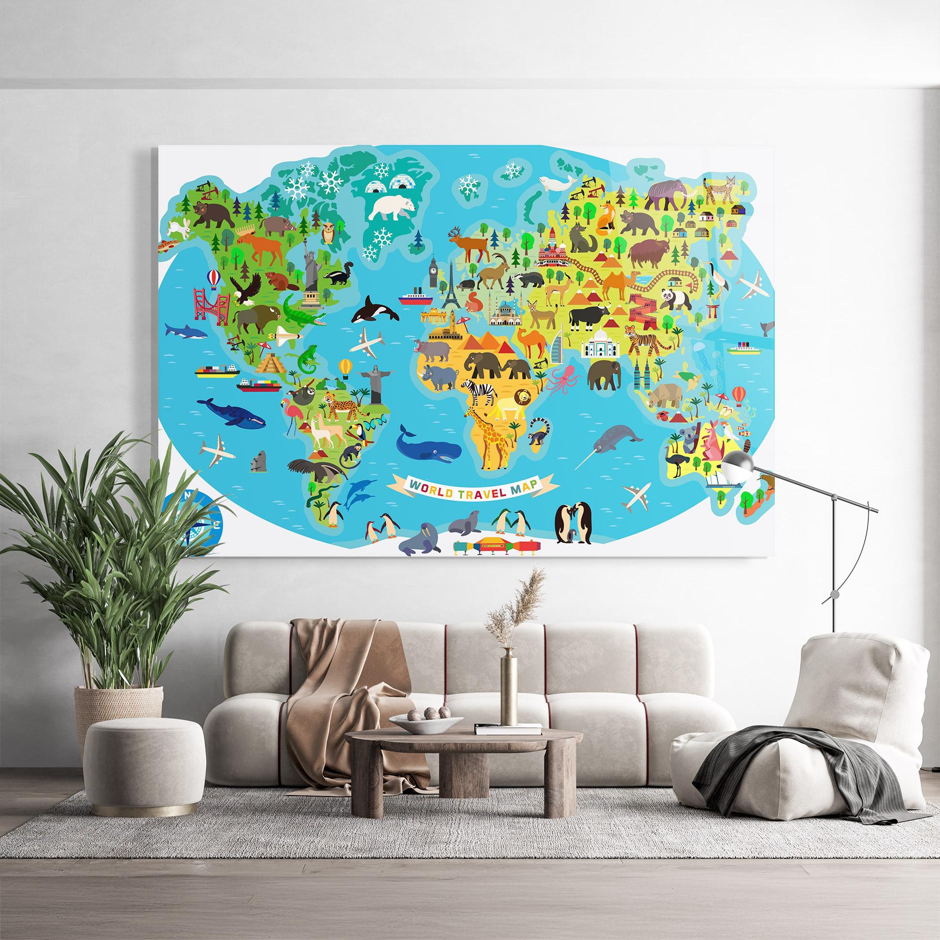 Üvegkép Kids Travel Map mockup 9