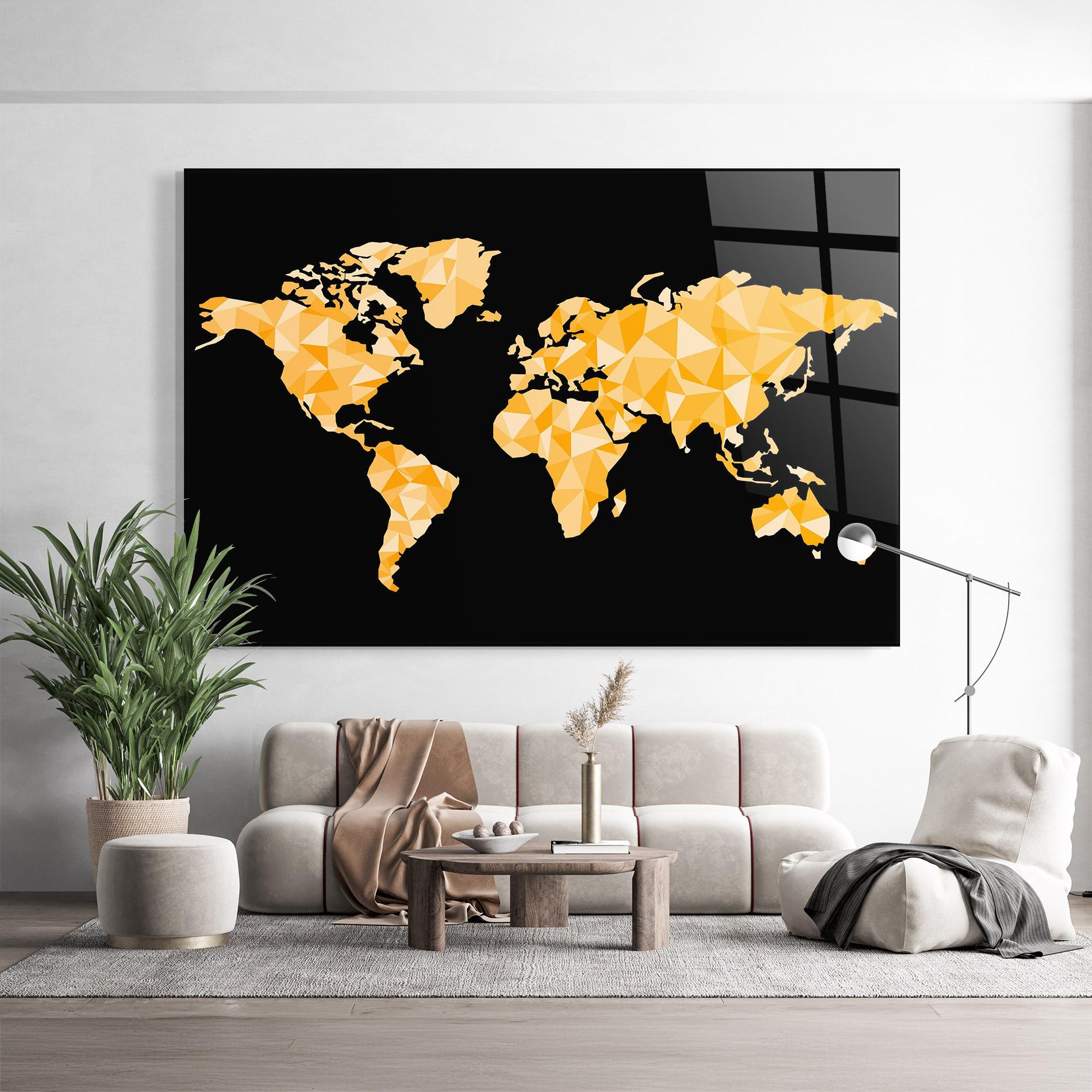 Üvegkép Orange World Map mockup 9