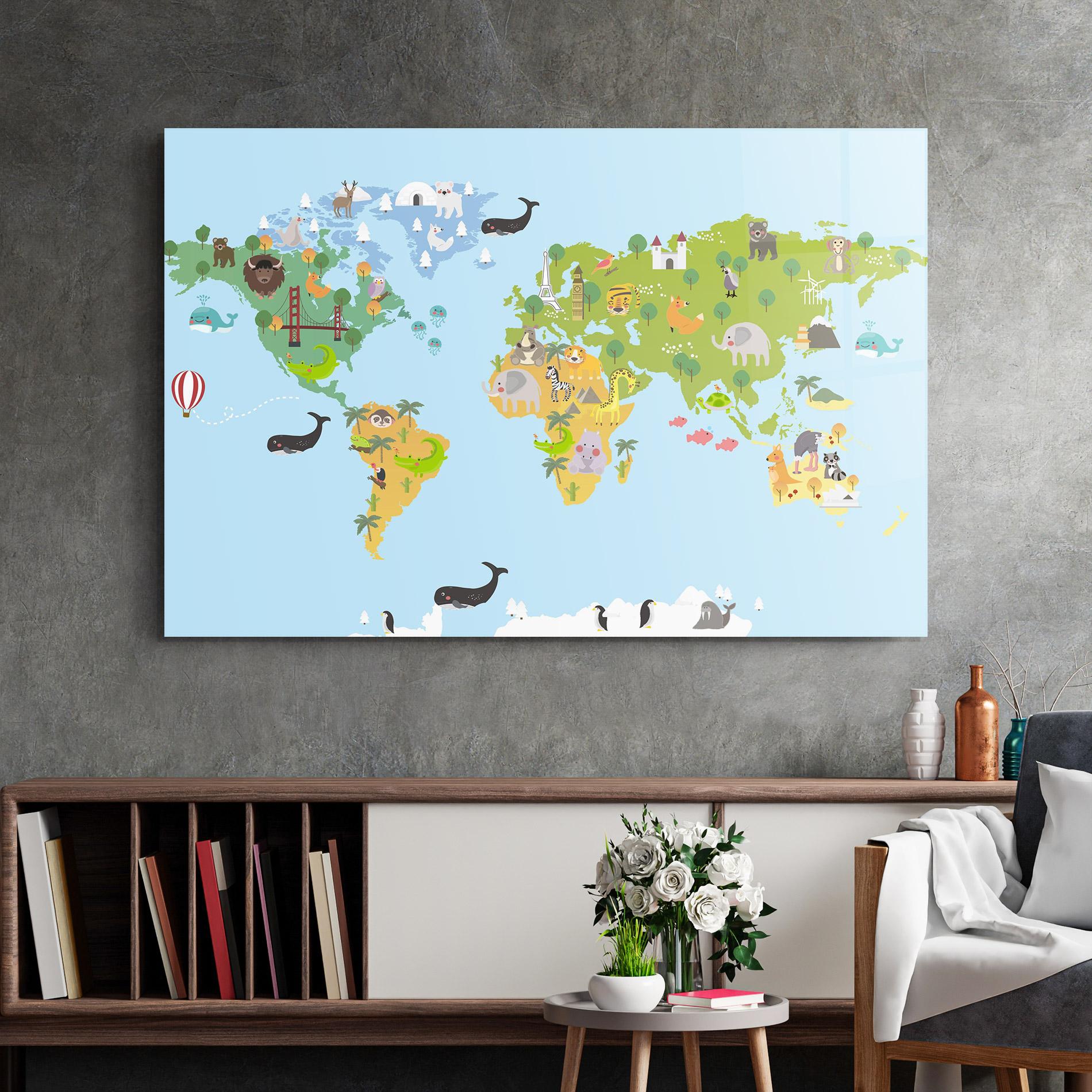 Üvegkép Animals Cute Map mockup 2
