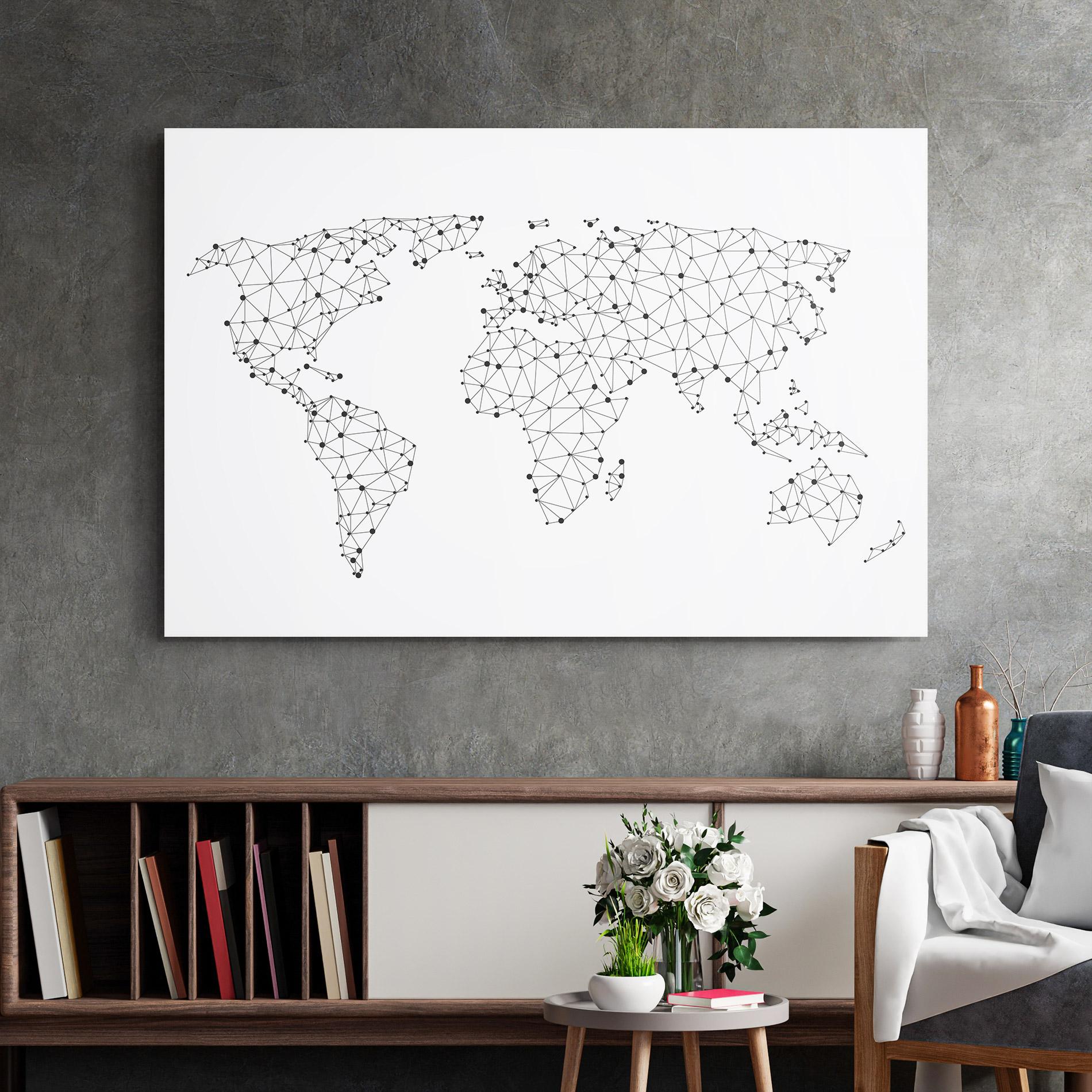 Üvegkép Black Map Line mockup 2
