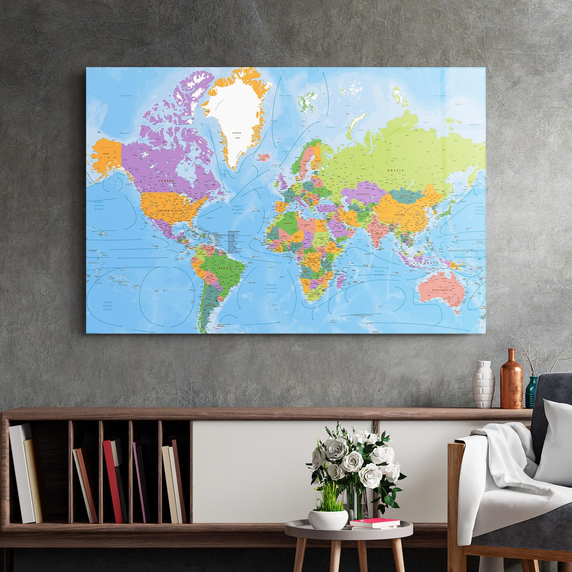 Üvegkép Color World Map mockup 2