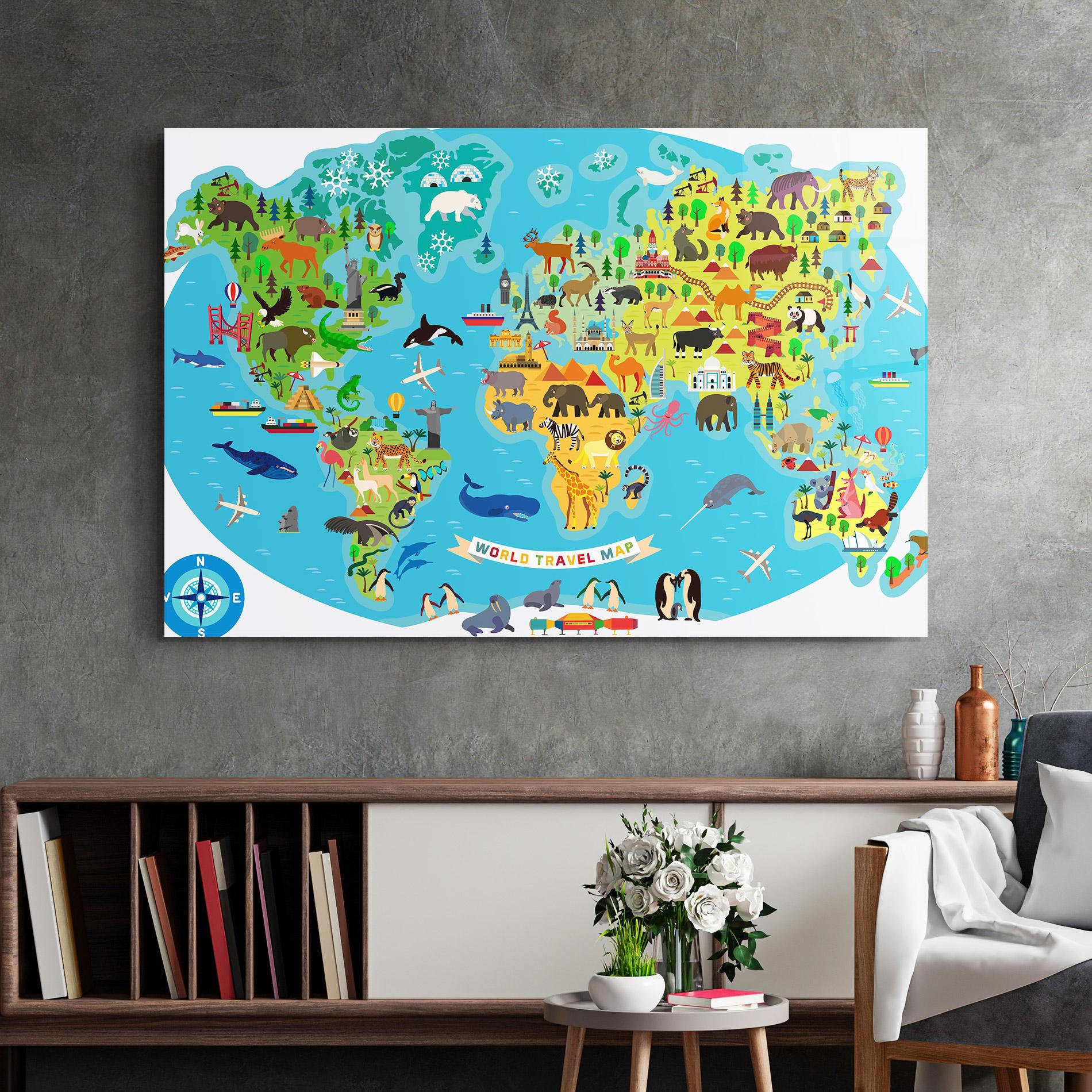 Üvegkép Kids Travel Map mockup 2