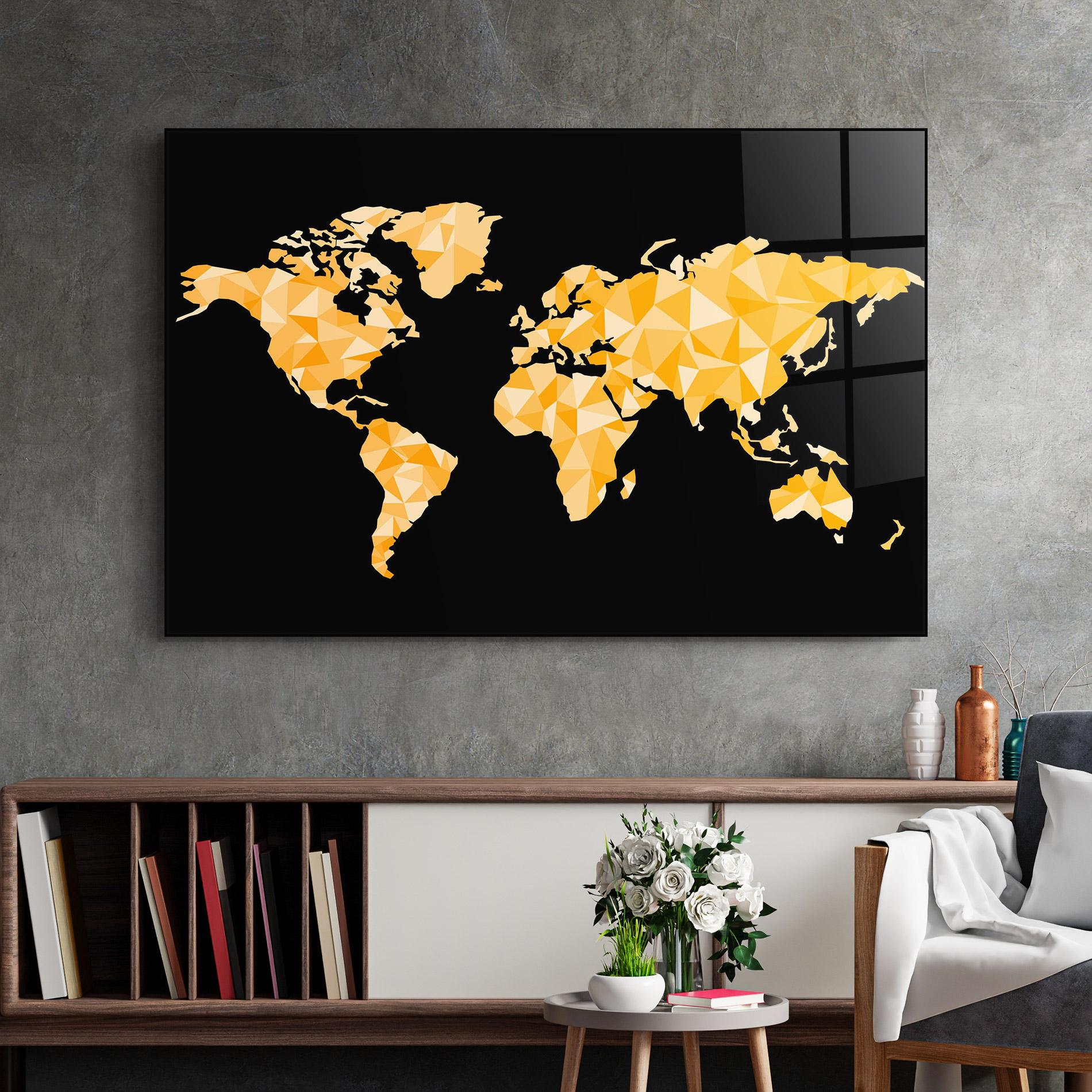 Üvegkép Orange World Map mockup 2