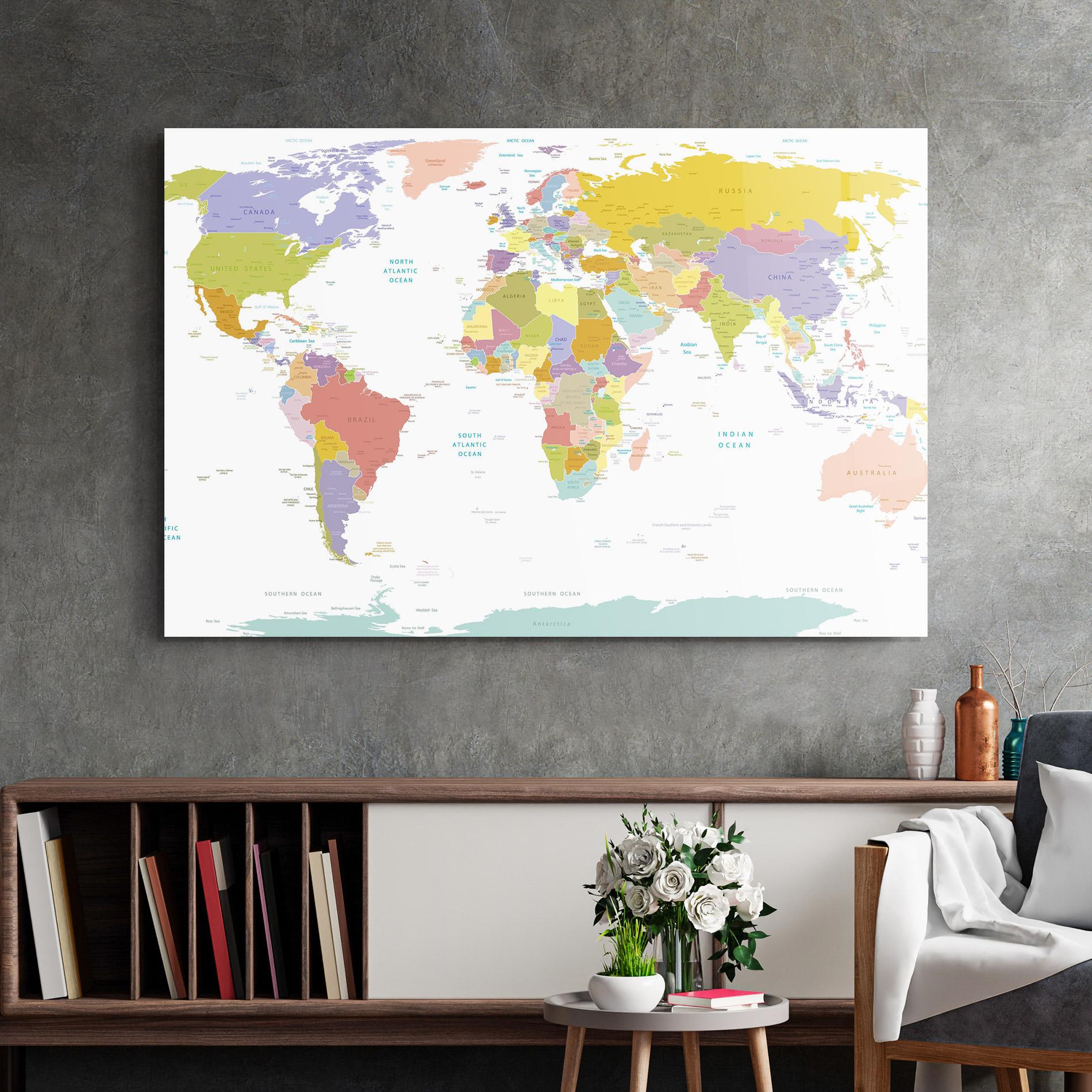 Üvegkép World Colorful Map mockup 2