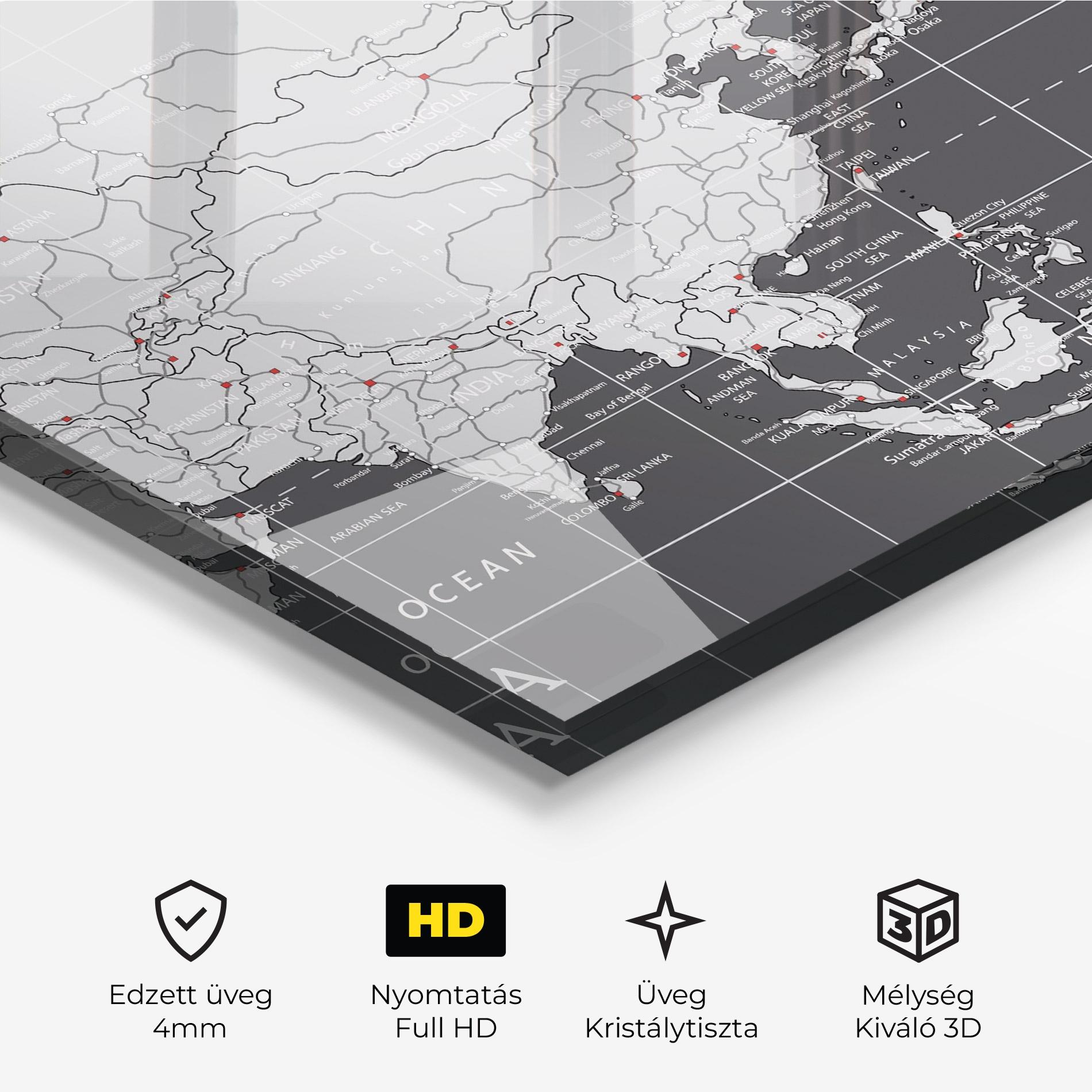 Üvegkép Asia Minimal Map mockup 3