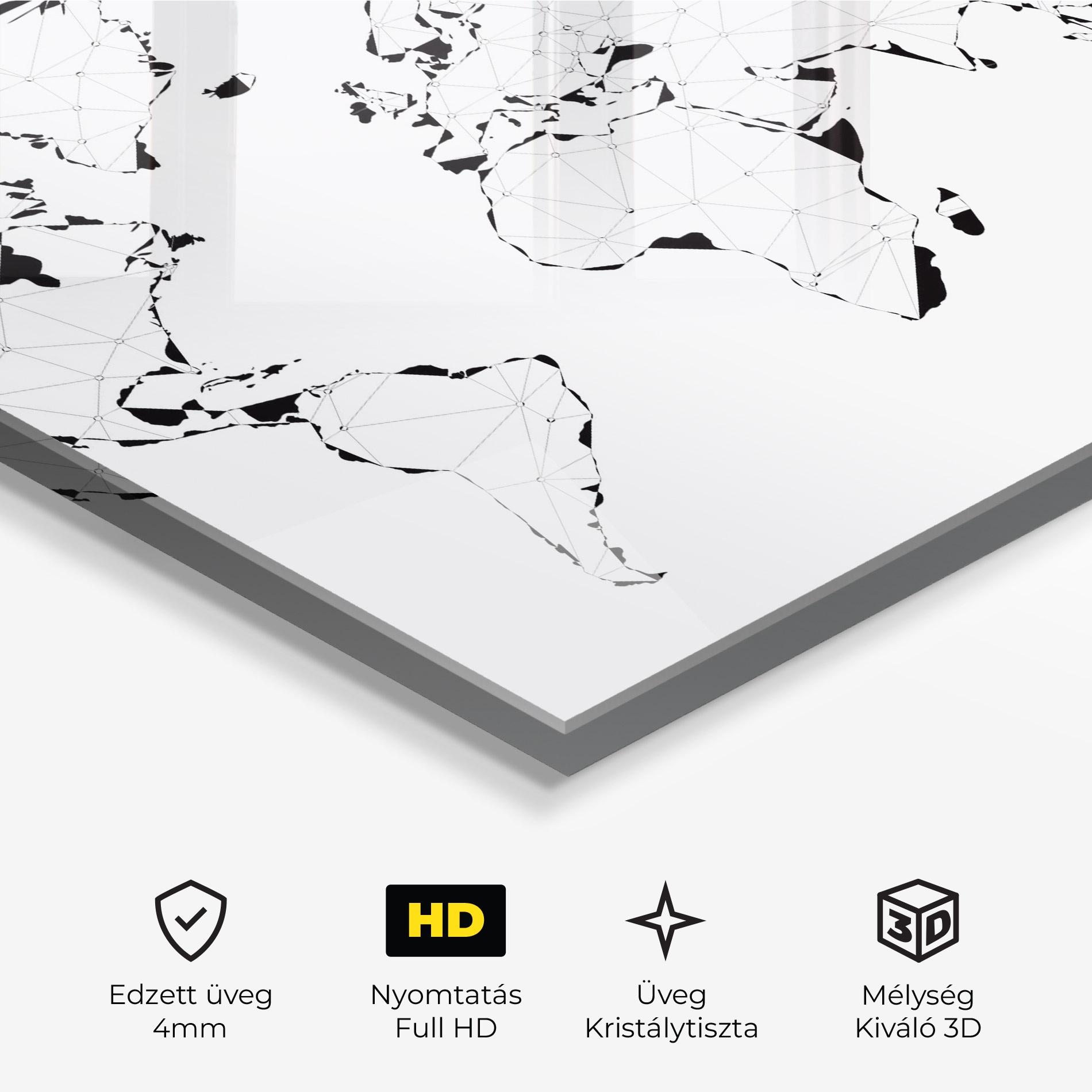 Üvegkép Black Line Map mockup 3
