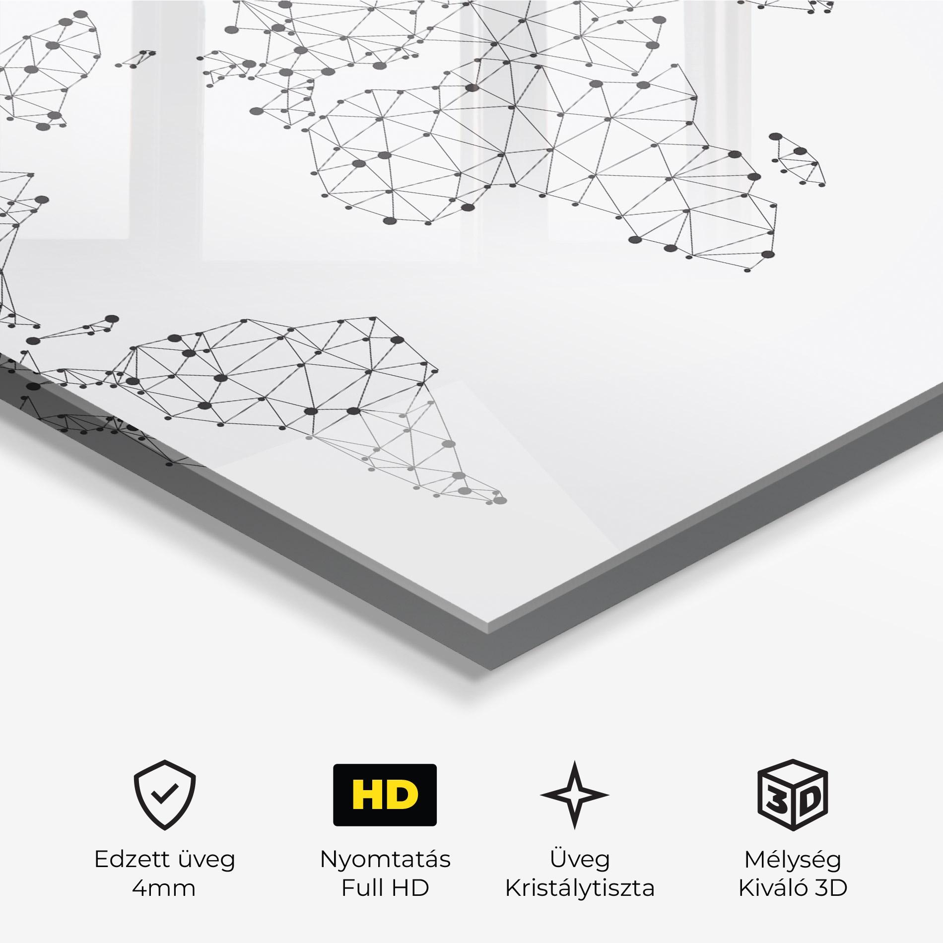 Üvegkép Black Map Line mockup 3