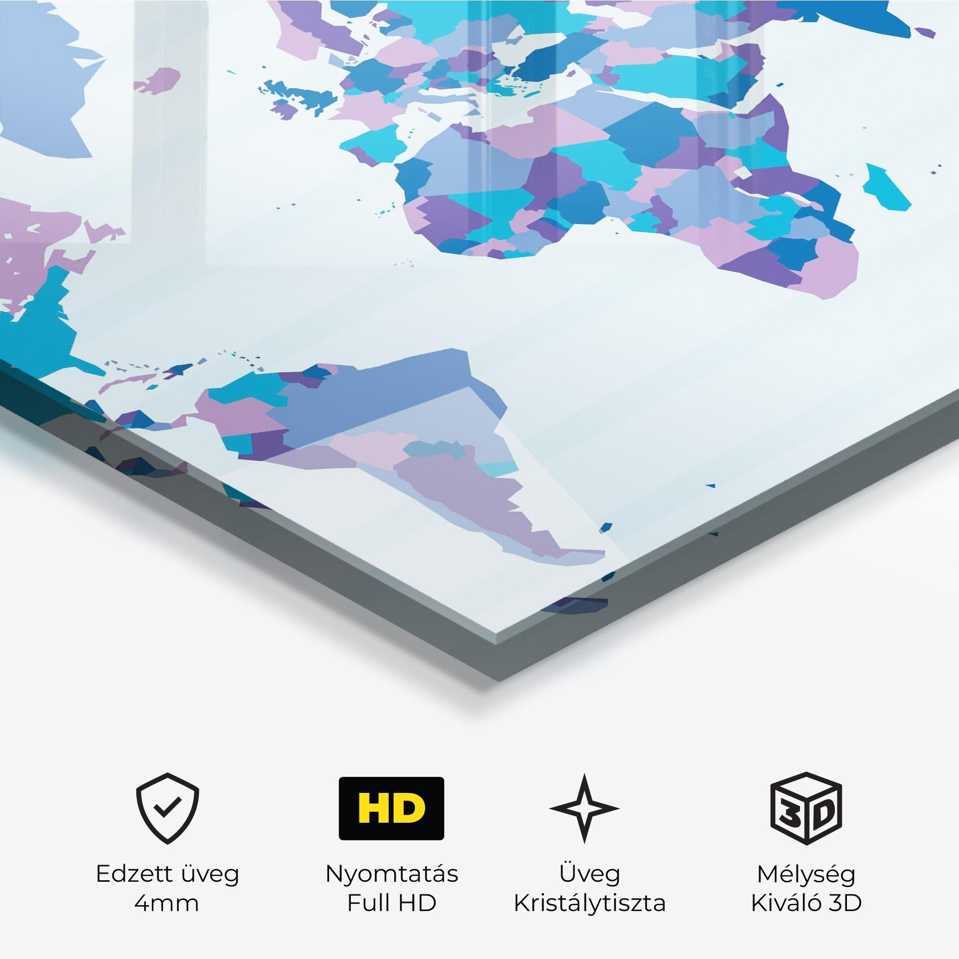 Üvegkép Blue Purple Map mockup 3