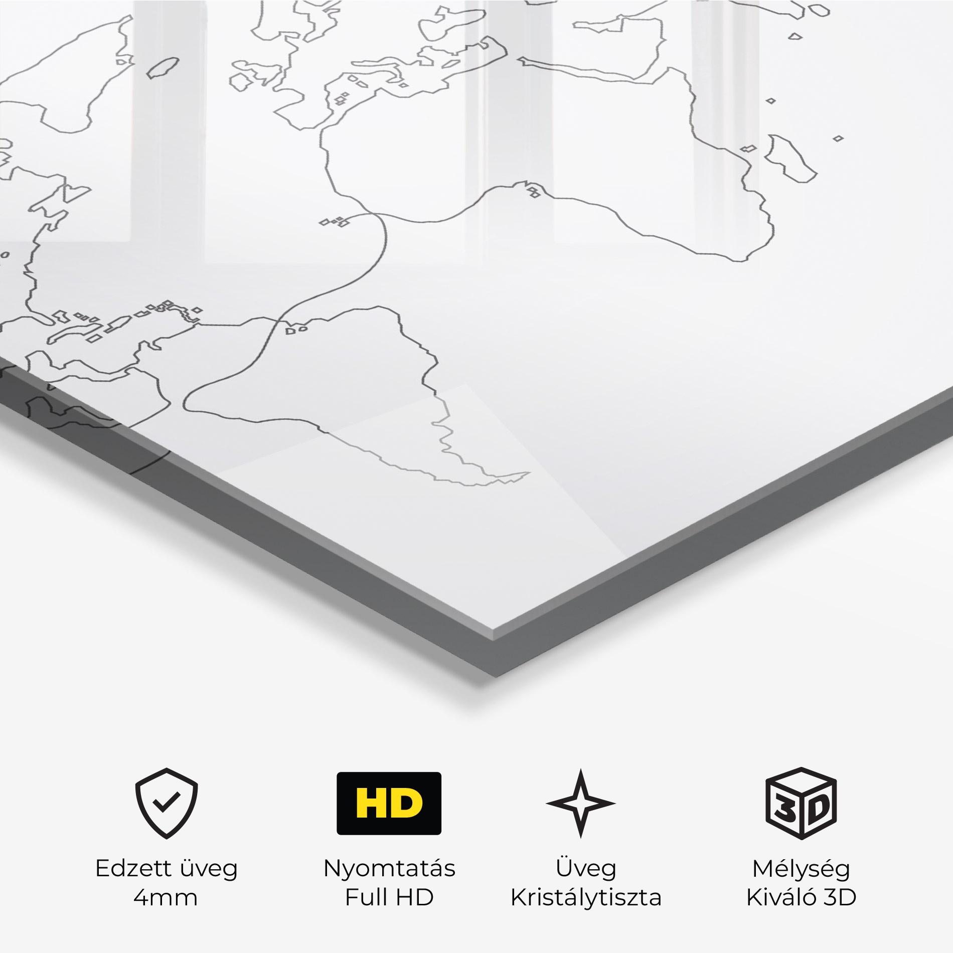 Üvegkép Continuous Line Map mockup 3