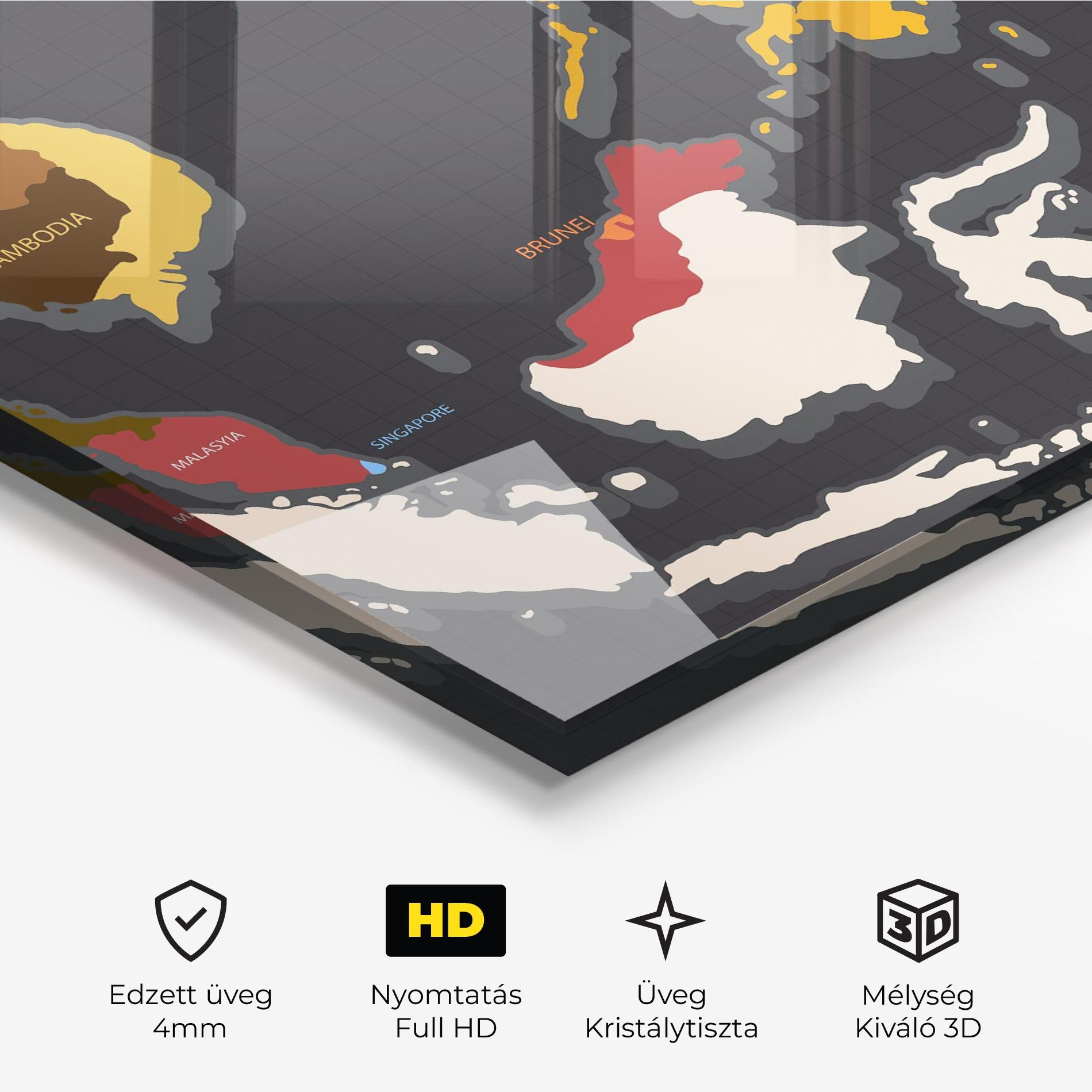 Üvegkép Cream Map mockup 3