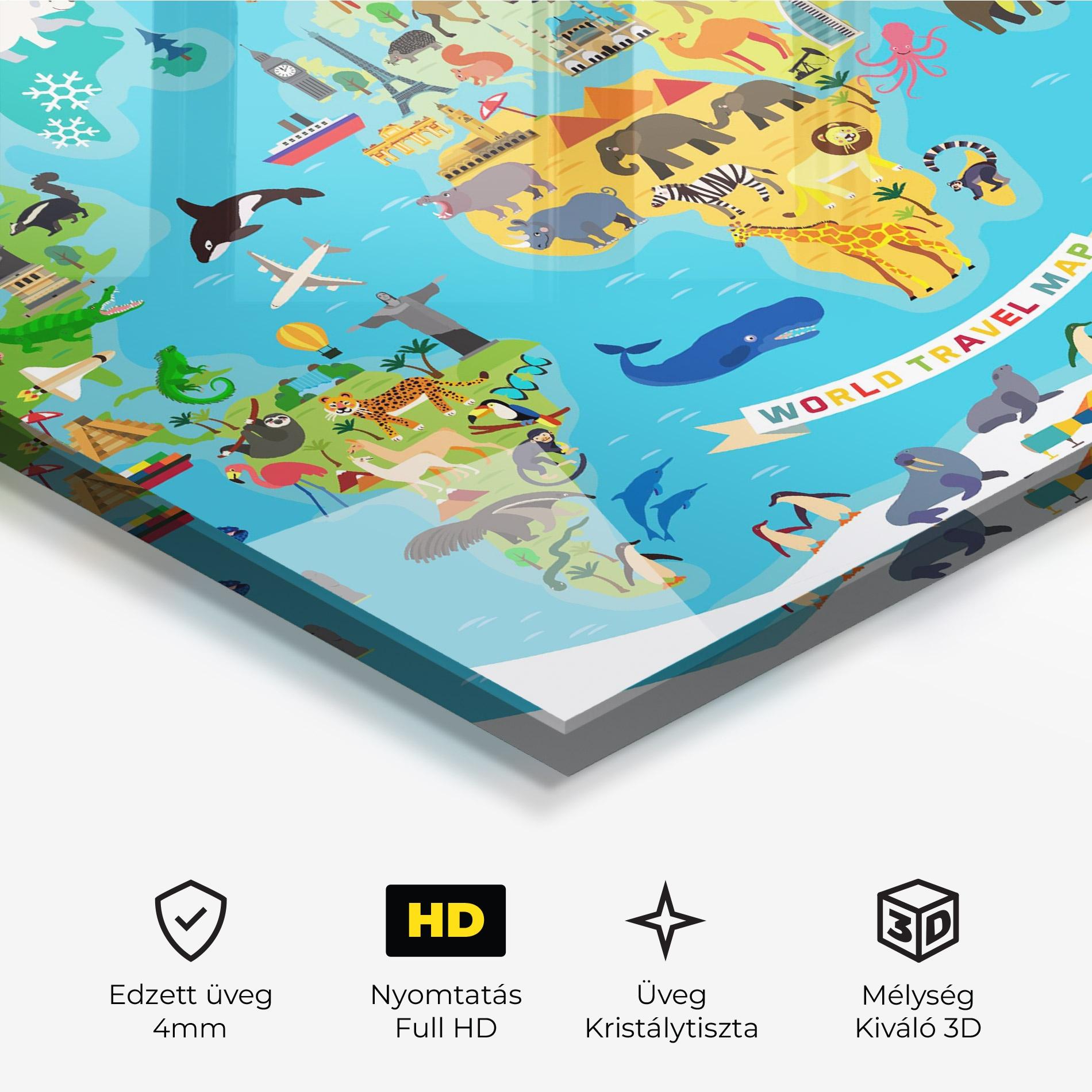 Üvegkép Kids Travel Map mockup 3