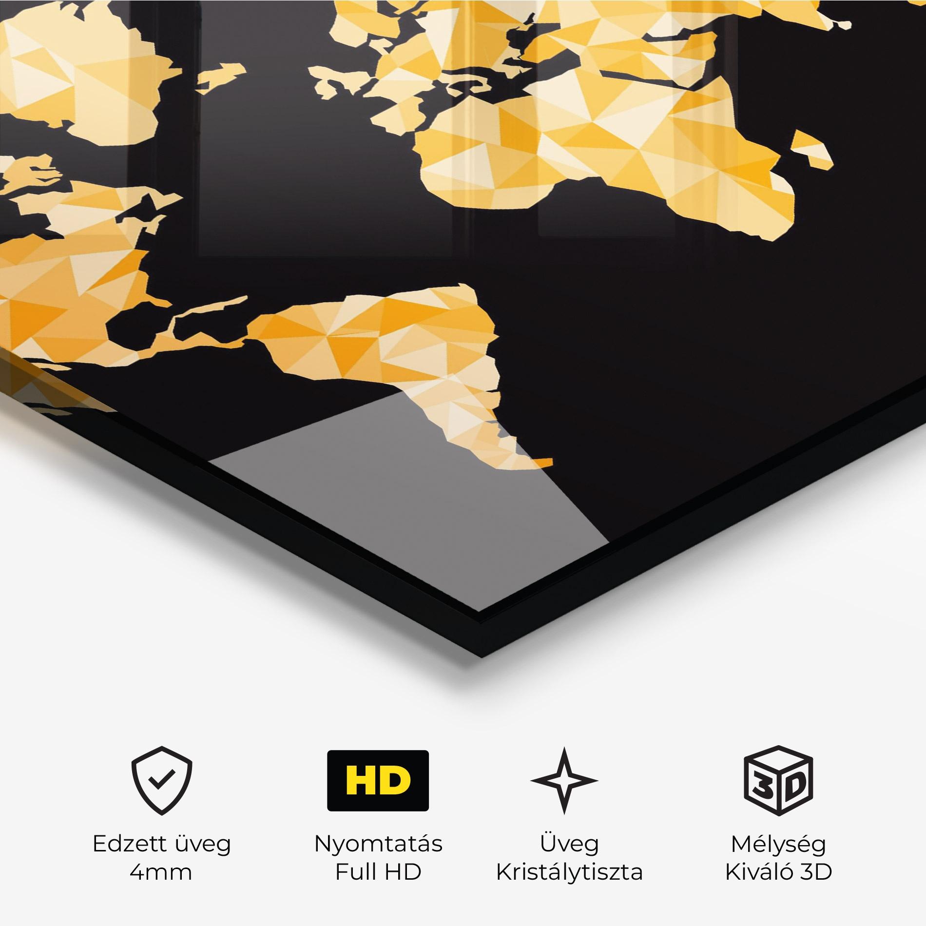 Üvegkép Orange World Map mockup 3