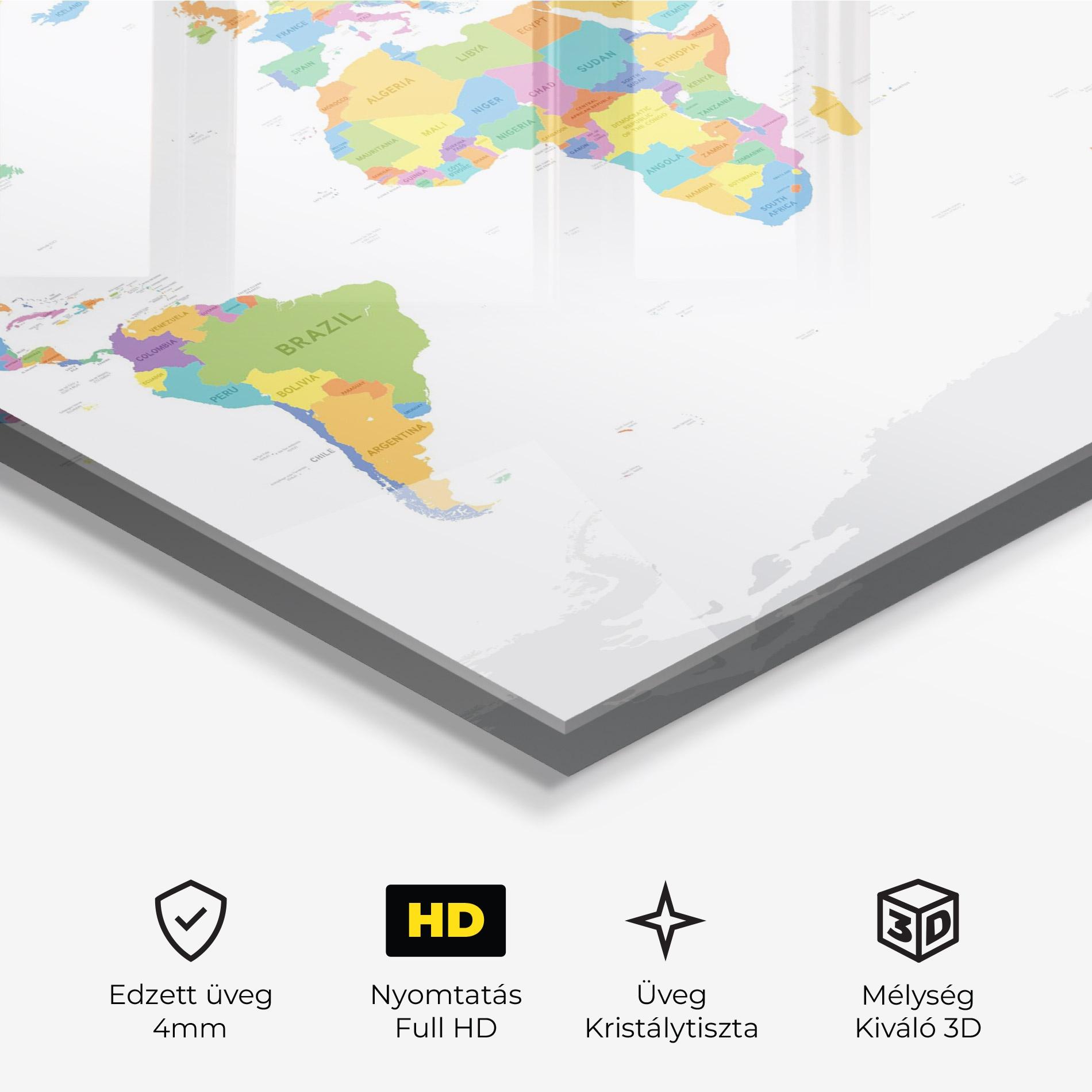 Üvegkép World Map mockup 3