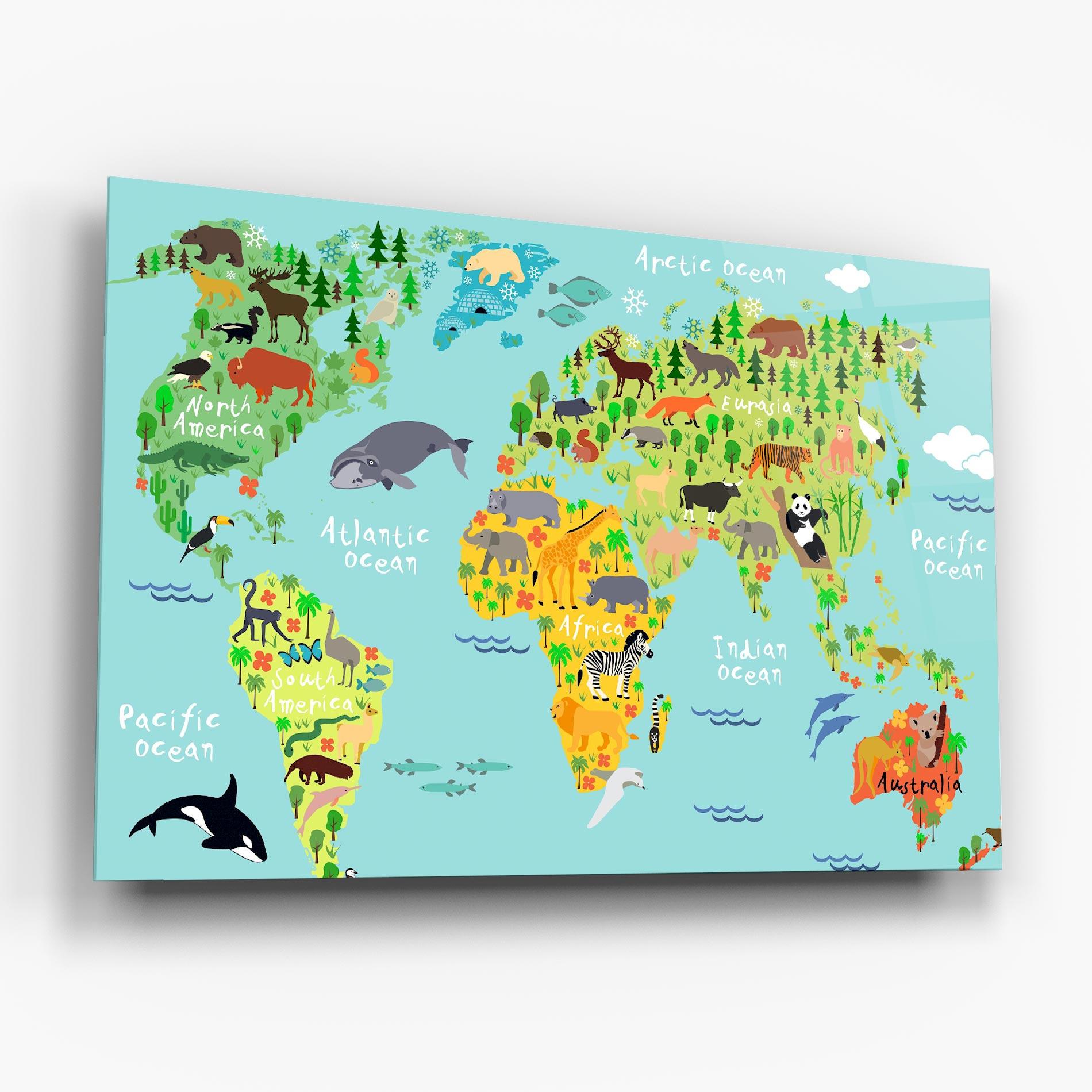 Üvegkép Animal World Map mockup 6