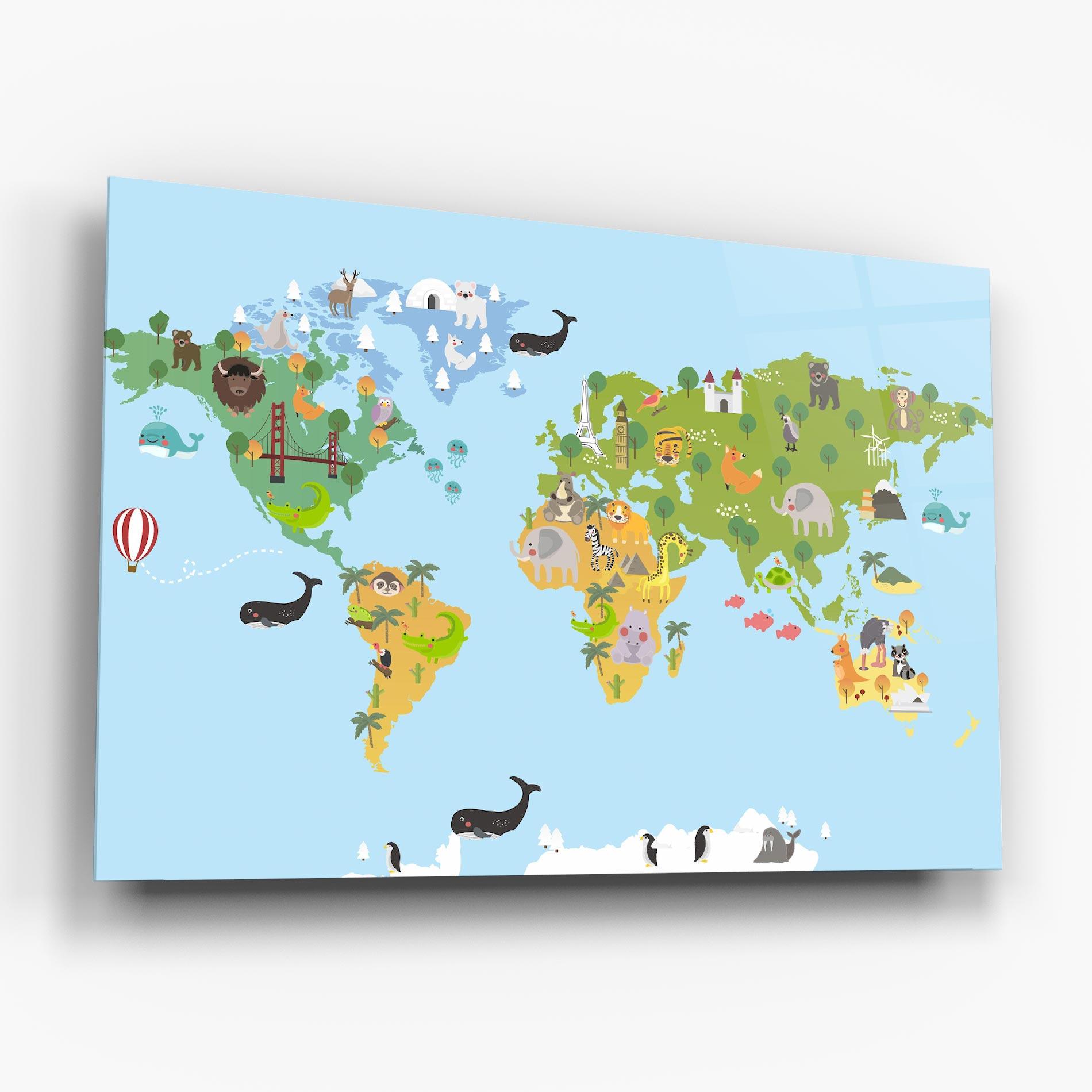Üvegkép Animals Cute Map mockup 6