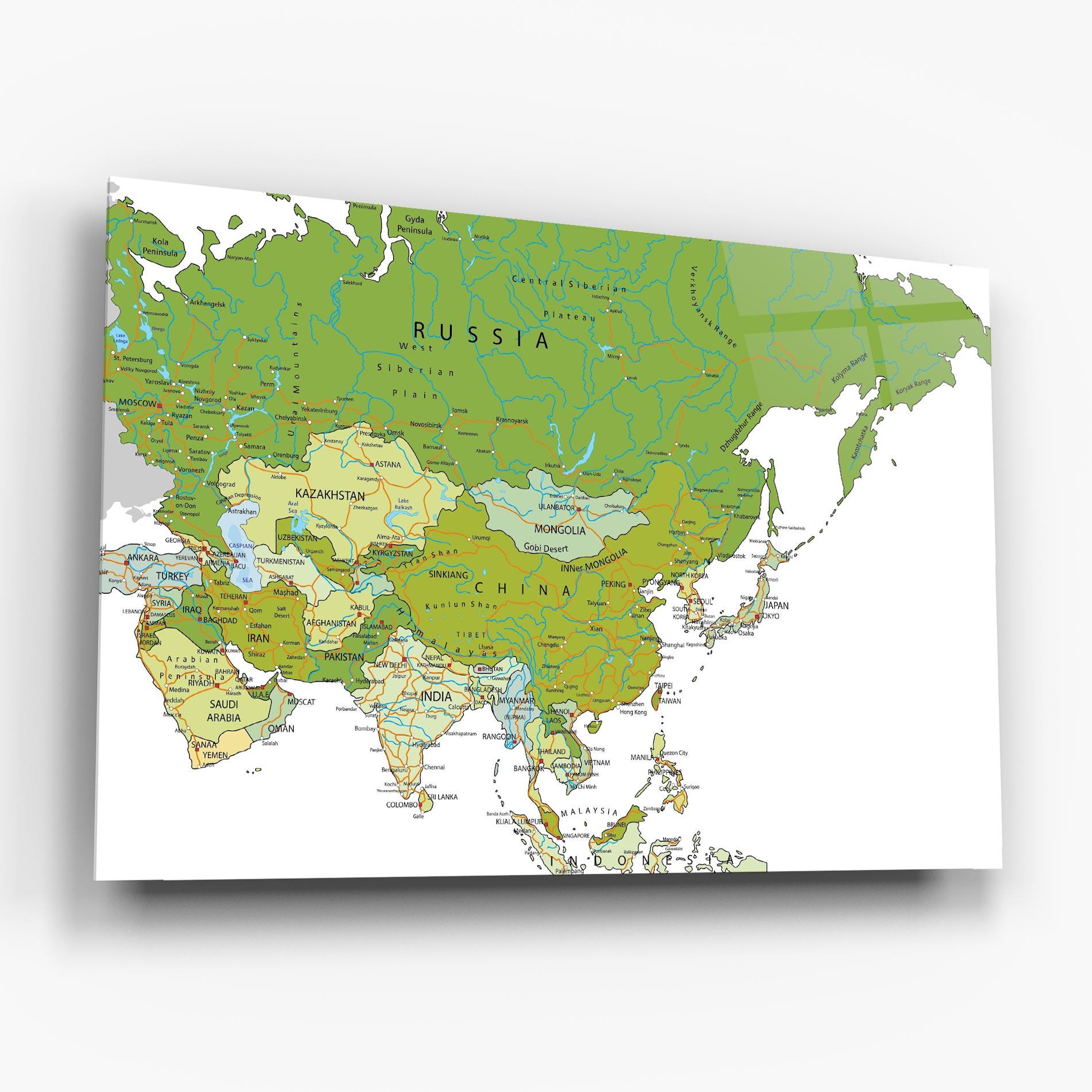 Üvegkép Asia Green Map mockup 6