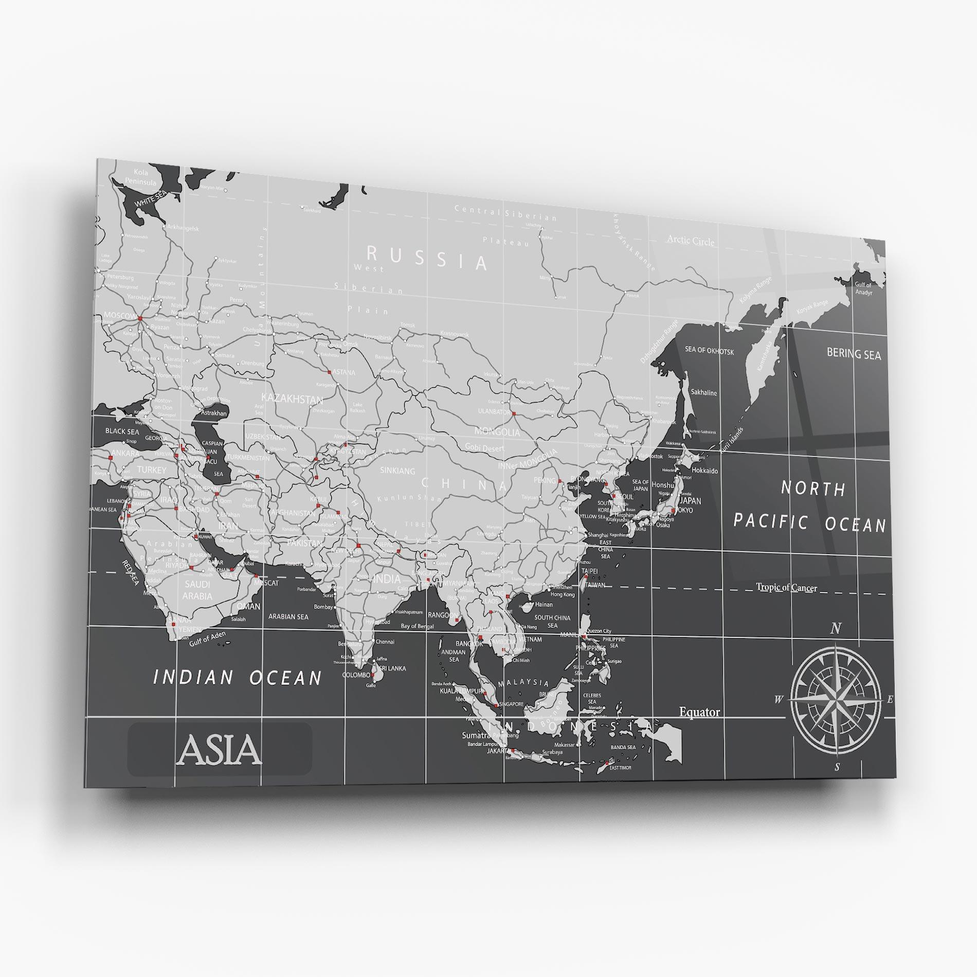 Üvegkép Asia Minimal Map mockup 6