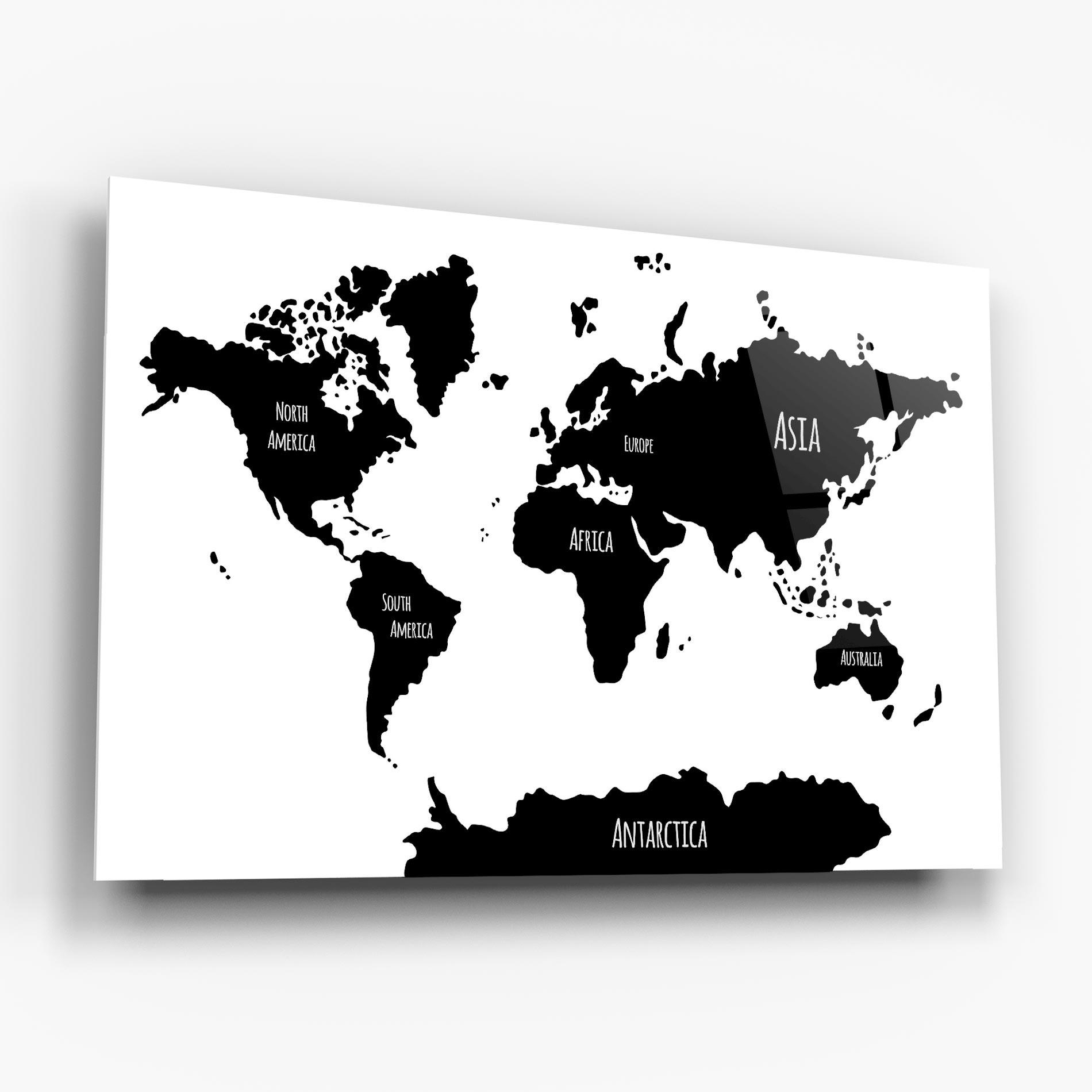 Üvegkép Black Map World mockup 6
