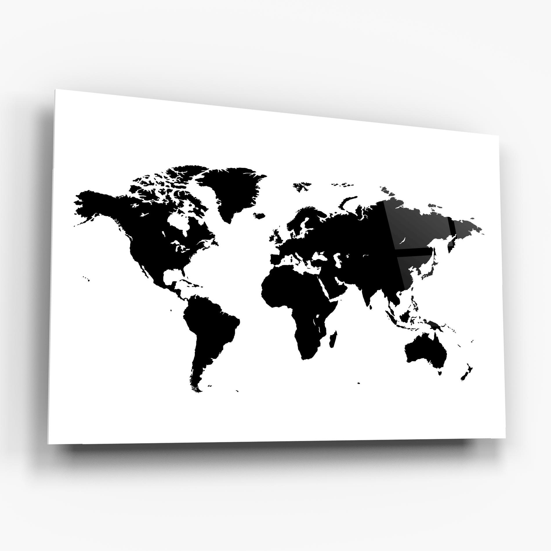 Üvegkép Black World Map mockup 6