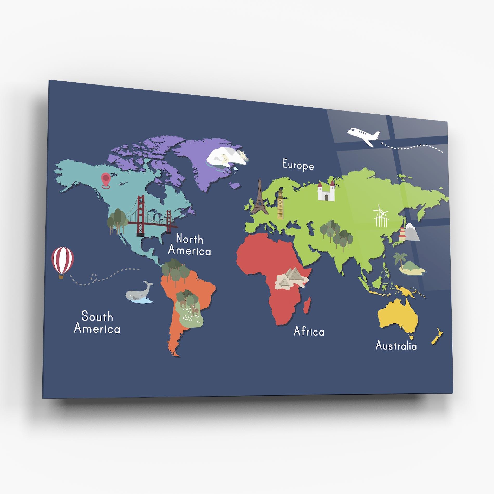 Üvegkép Blue Map World mockup 6