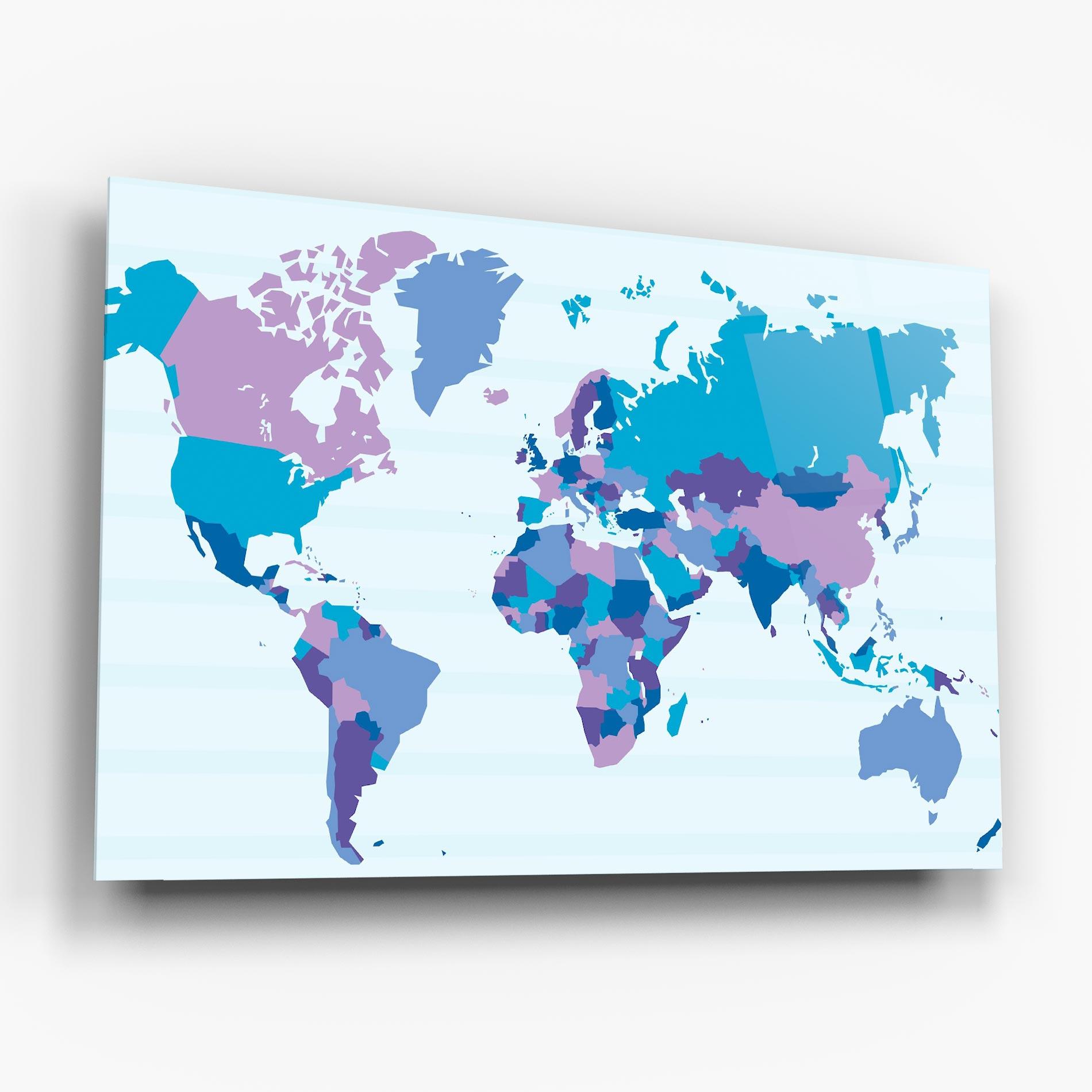 Üvegkép Blue Purple Map mockup 6