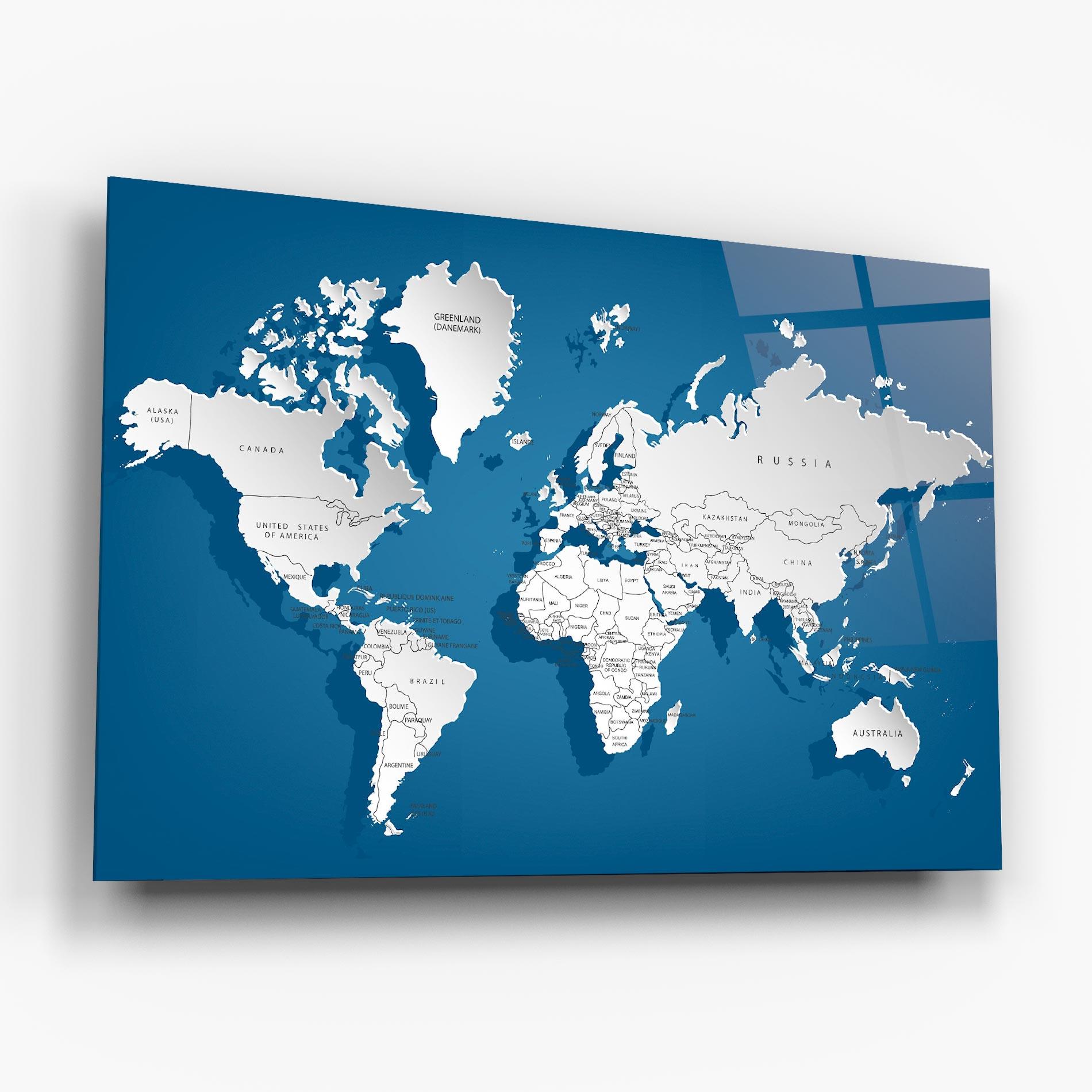 Üvegkép Blue White Map mockup 6