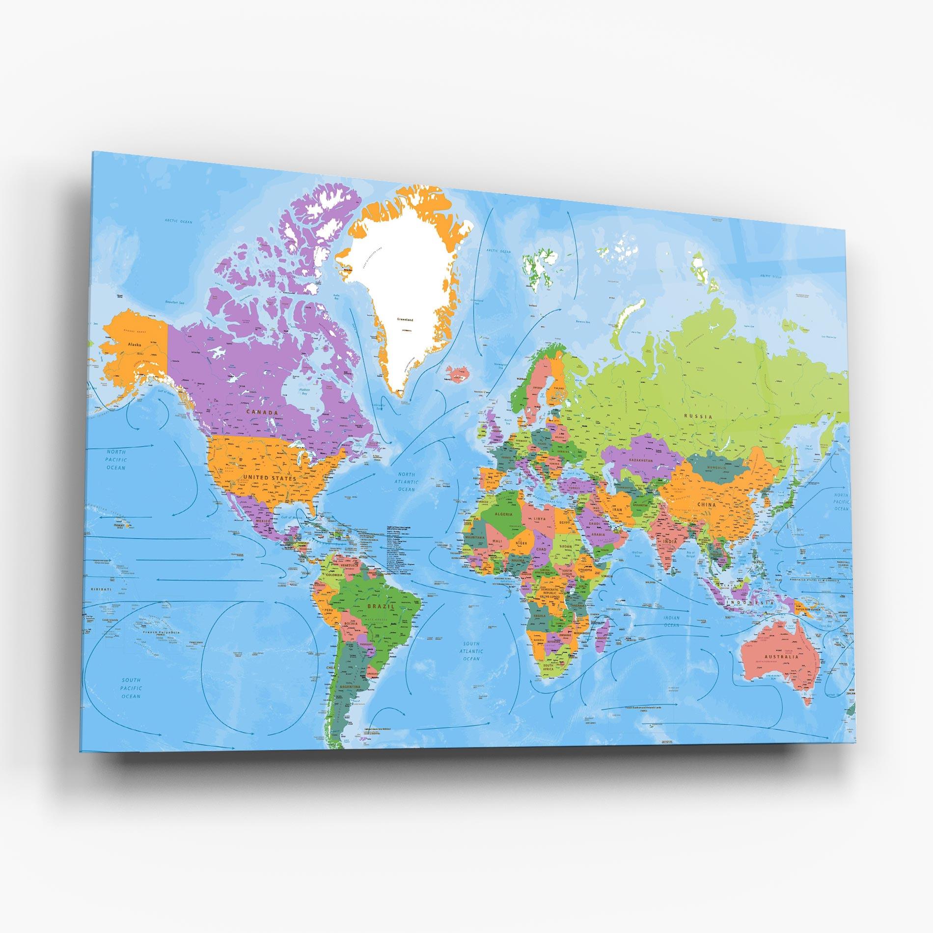 Üvegkép Color World Map mockup 6