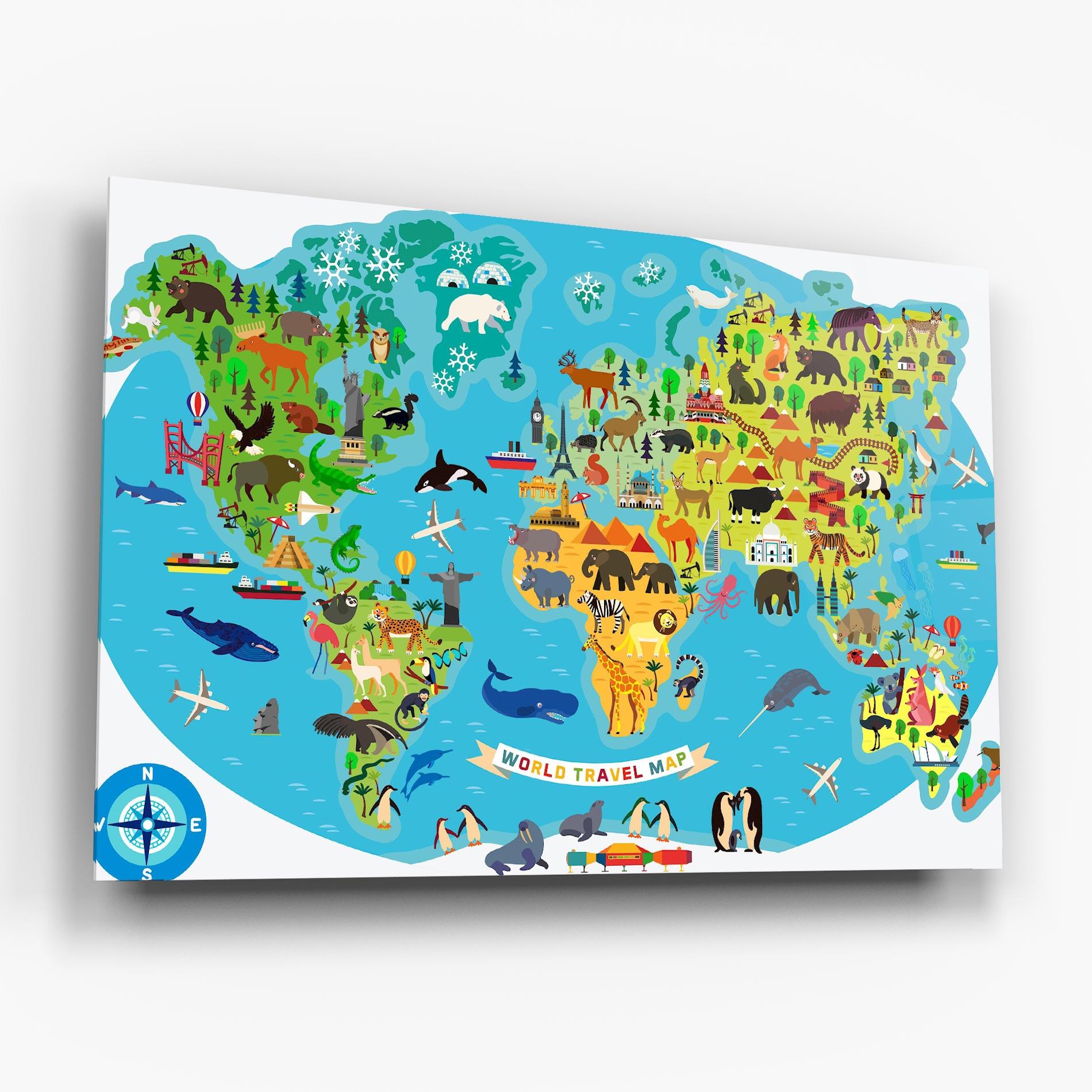 Üvegkép Kids Travel Map mockup 6